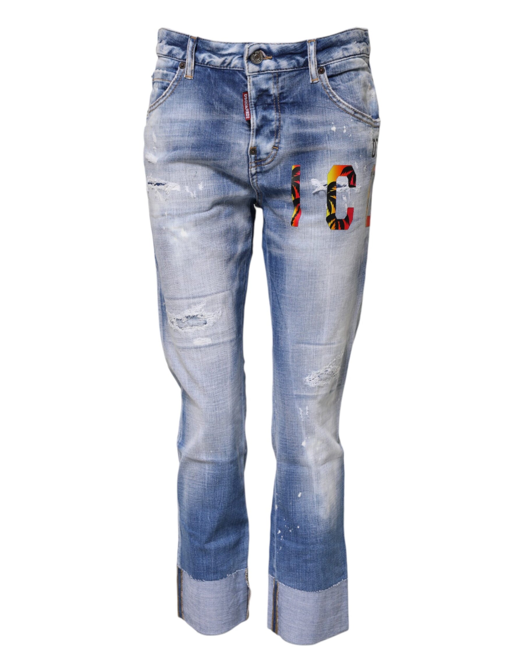 Dsquared² Blue Washed Cotton Mid Waist Skinny Denim Jeans | Regal Royce