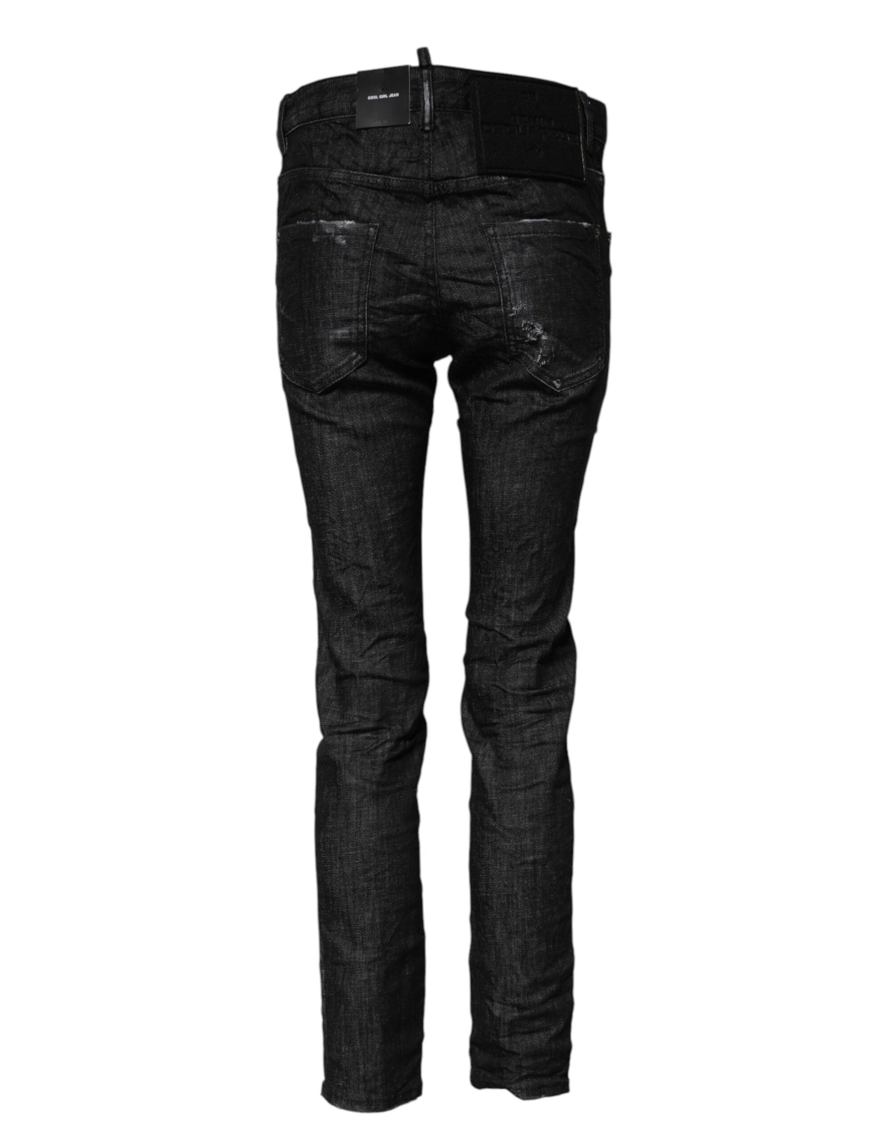 Dsquared² Black Washed Cotton Mid Waist Skinny Jeans | Regal Royce