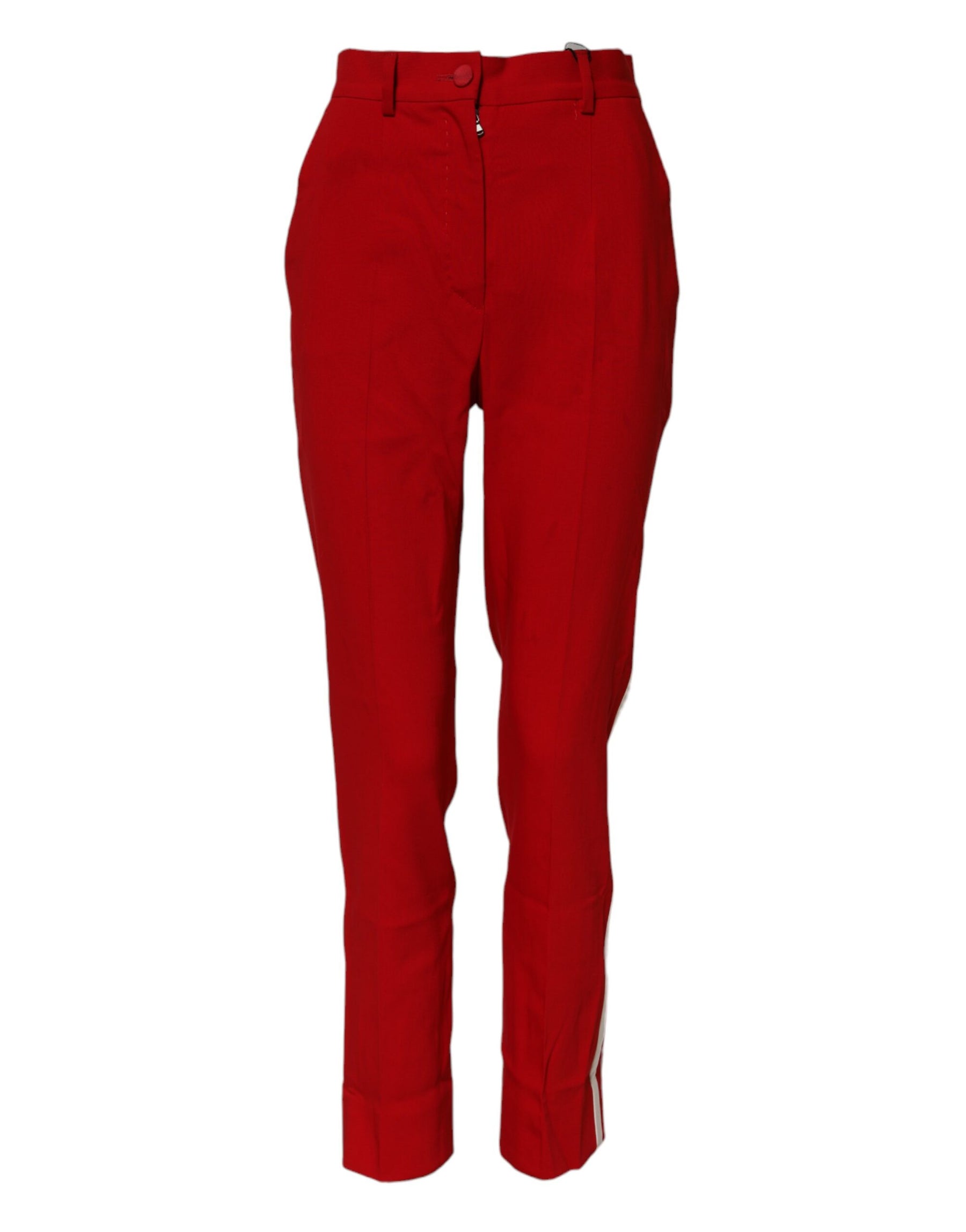 Dolce & Gabbana Red Wool Mid Waisted Tapered Pants | Regal Royce