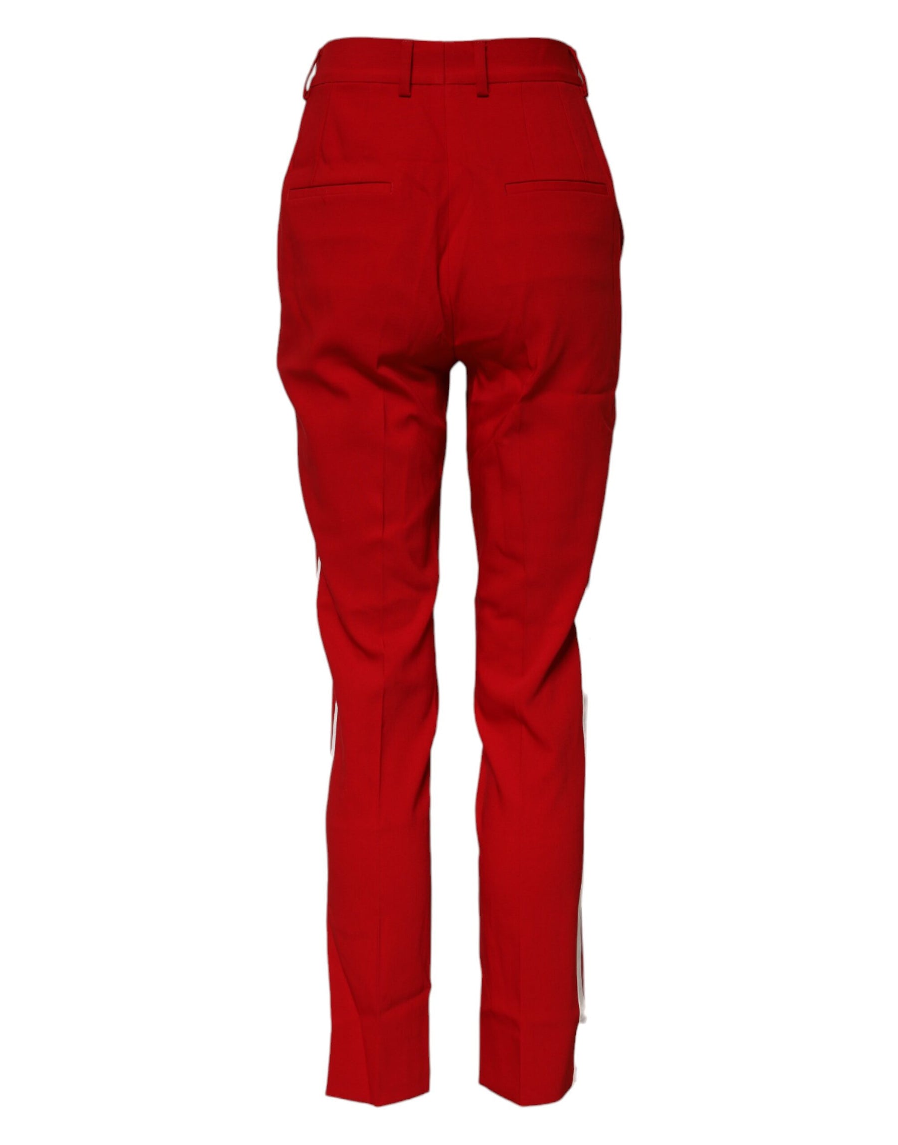 Dolce & Gabbana Red Wool Mid Waisted Tapered Pants | Regal Royce