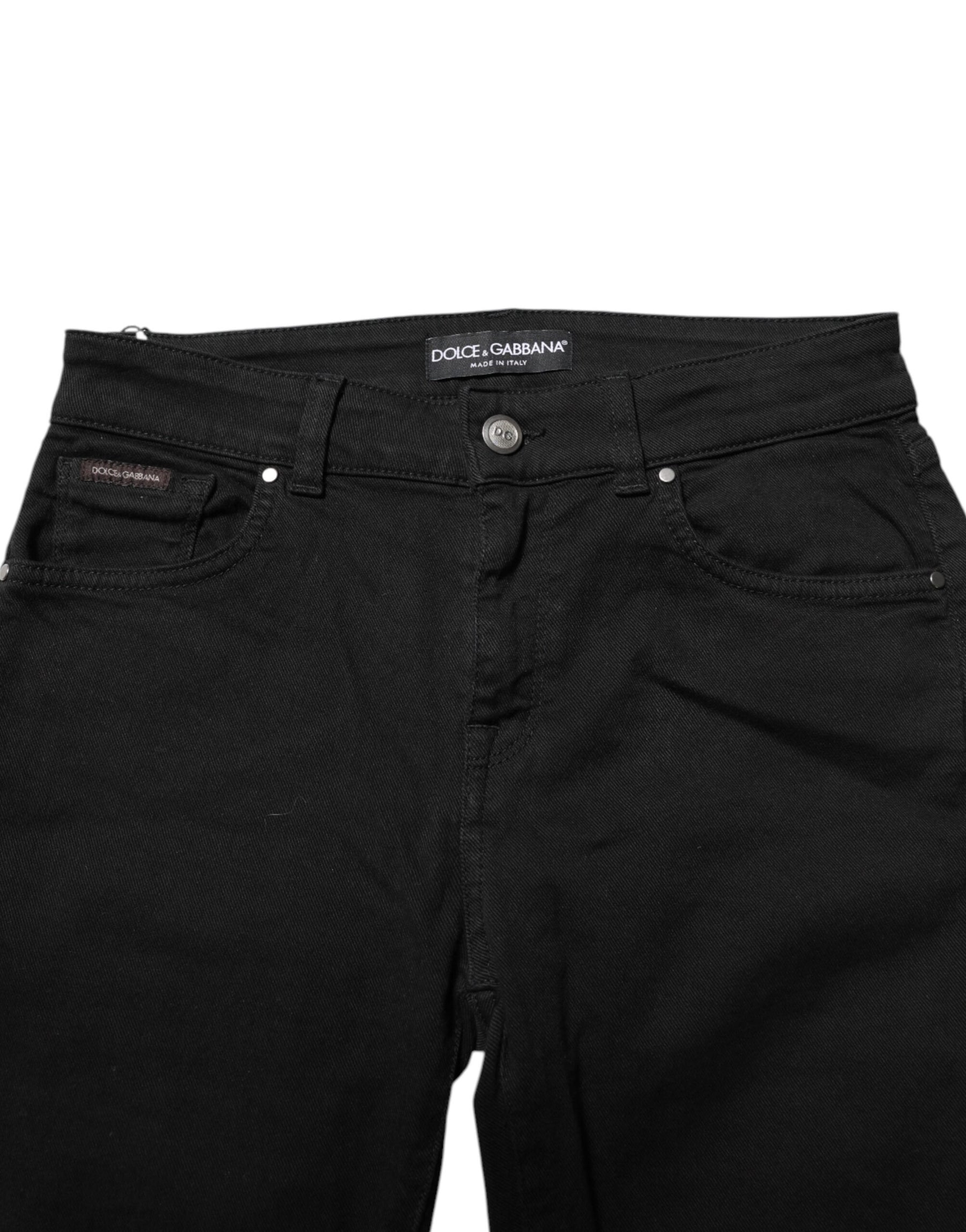 Dolce & Gabbana Black Cotton Skinny Mid Waisted Denim Jeans | Regal Royce