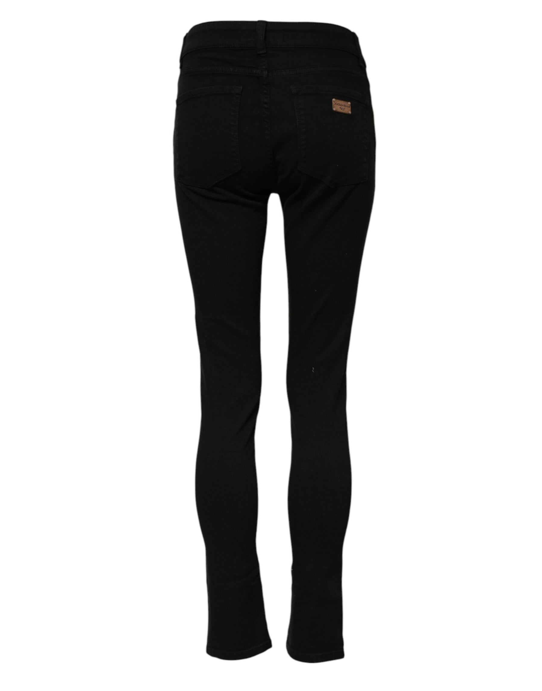Dolce & Gabbana Black Skinny Cotton Mid Waisted Denim Jeans | Regal Royce