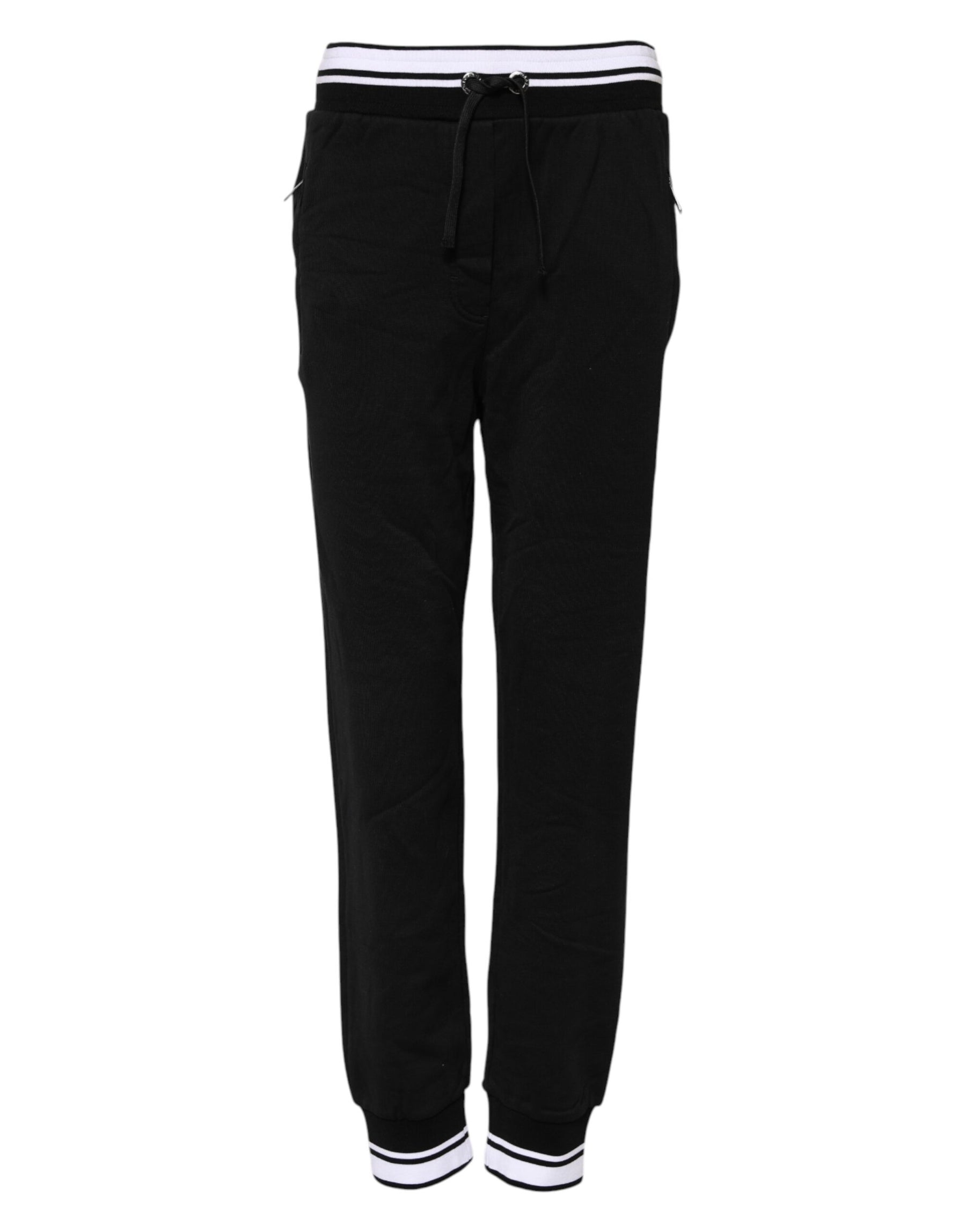 Dolce & Gabbana Black Cotton Mid Waist Jogger Pants | Regal Royce