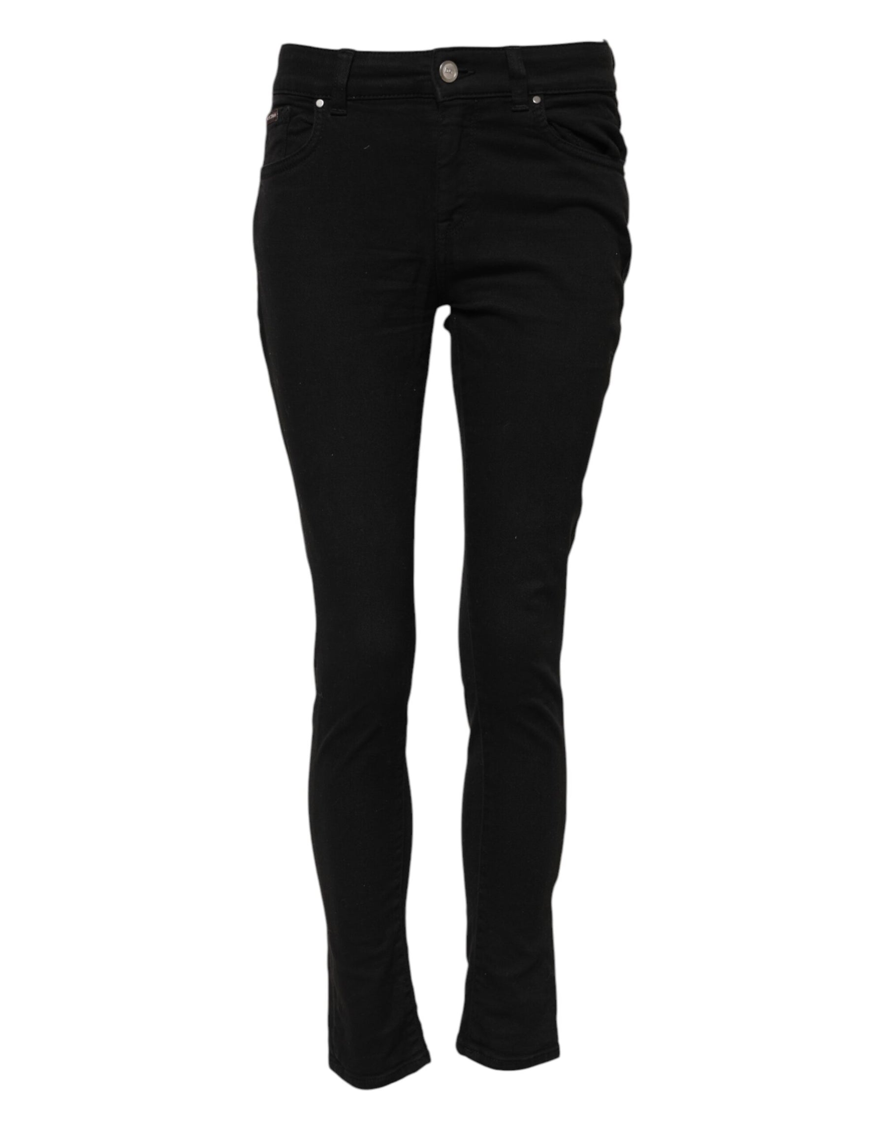 Dolce & Gabbana Black Cotton Skinny Mid Waisted Denim Jeans | Regal Royce