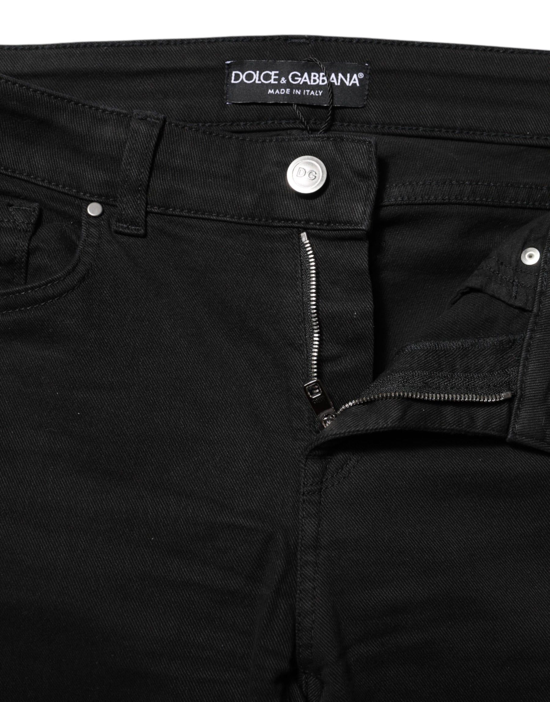 Dolce & Gabbana Black Cotton Skinny Mid Waisted Denim Jeans | Regal Royce
