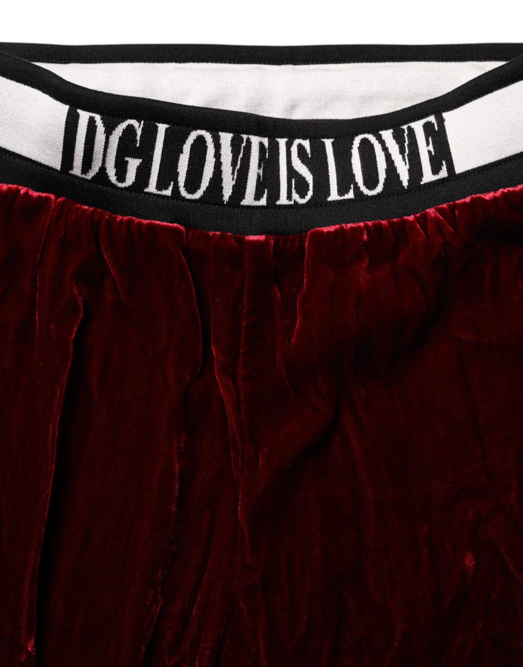 Dolce & Gabbana Red Viscose DG Logo Mid Waist Pants | Regal Royce