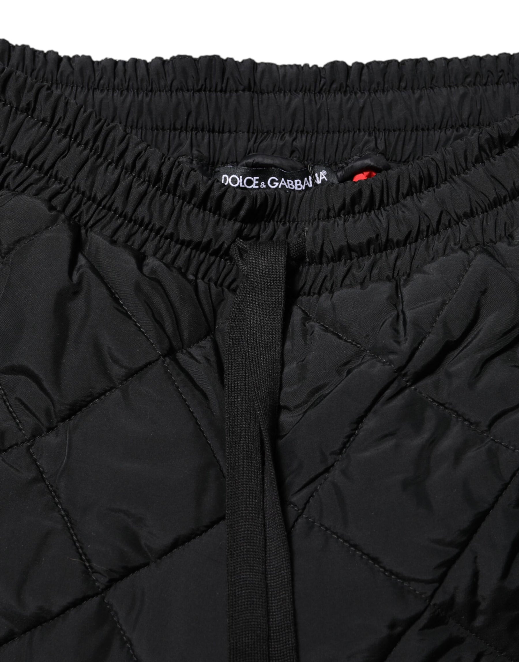 Dolce & Gabbana Black Quilted Mid Waist Jogger Pants | Regal Royce