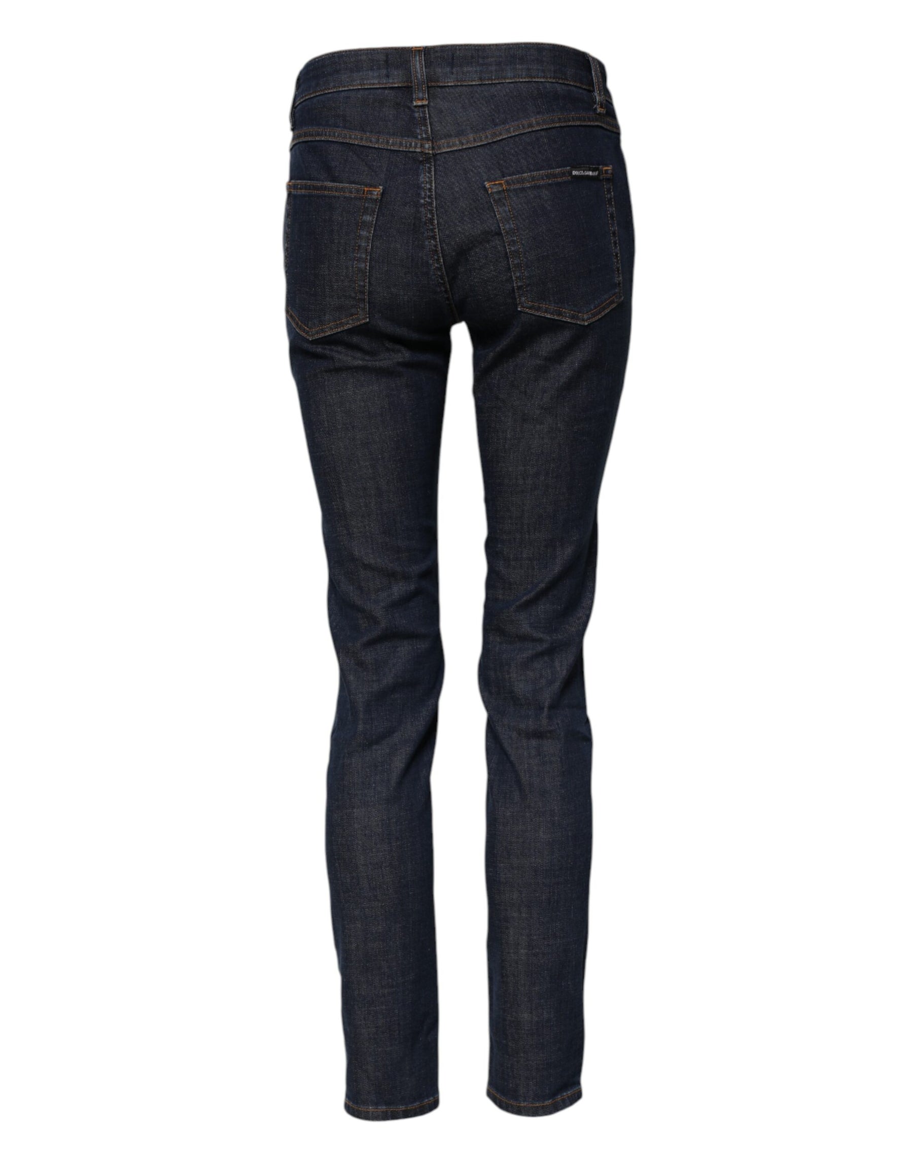 Dolce & Gabbana Blue Skinny Cotton Mid Waisted Denim Jeans | Regal Royce