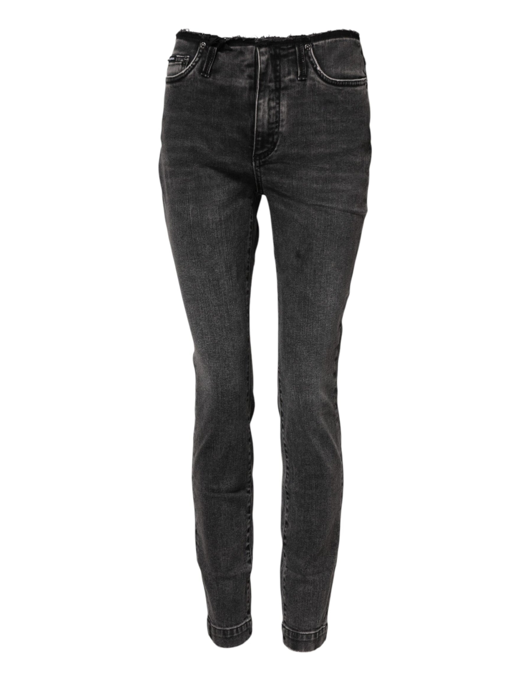 Dolce & Gabbana Gray Skinny Cotton Mid Waisted Denim Jeans | Regal Royce