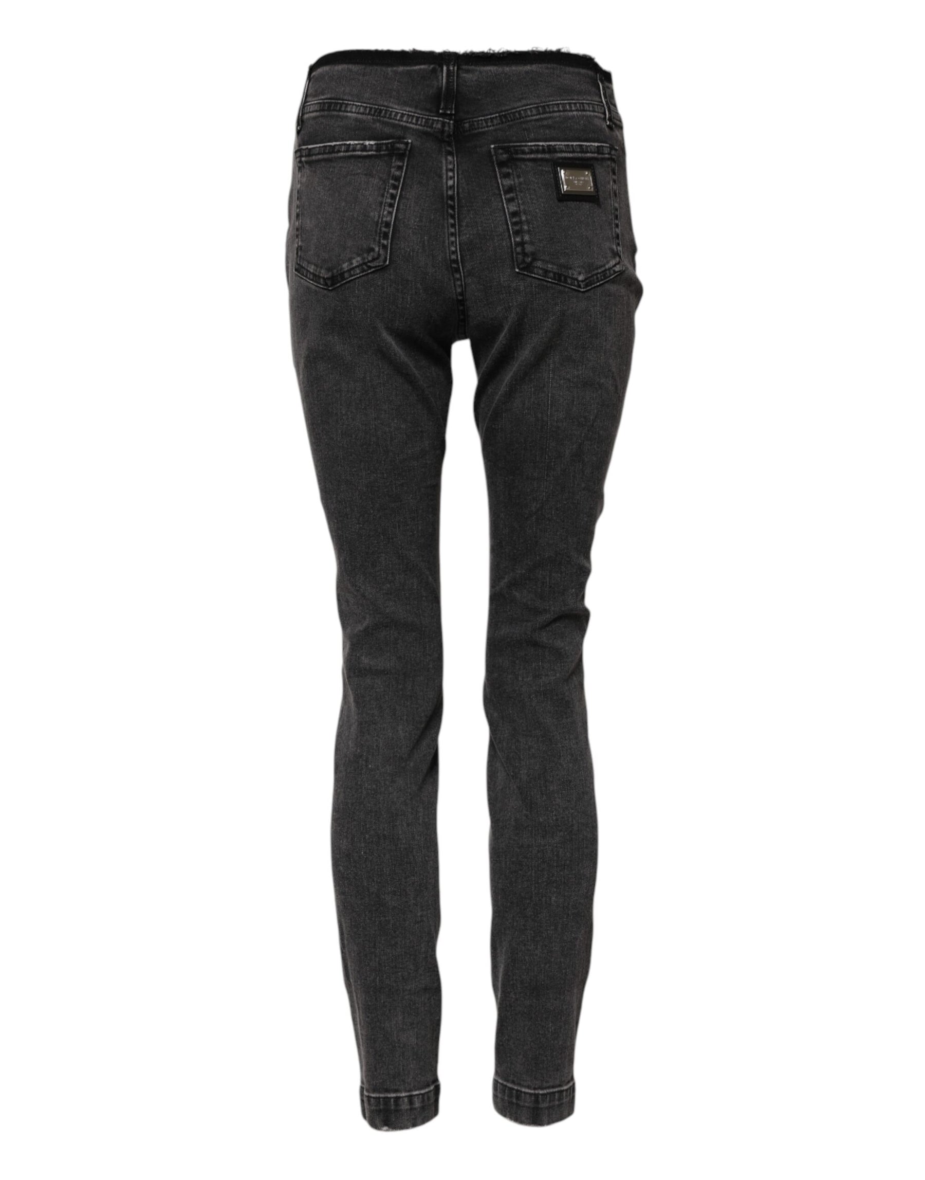 Dolce & Gabbana Gray Skinny Cotton Mid Waisted Denim Jeans | Regal Royce
