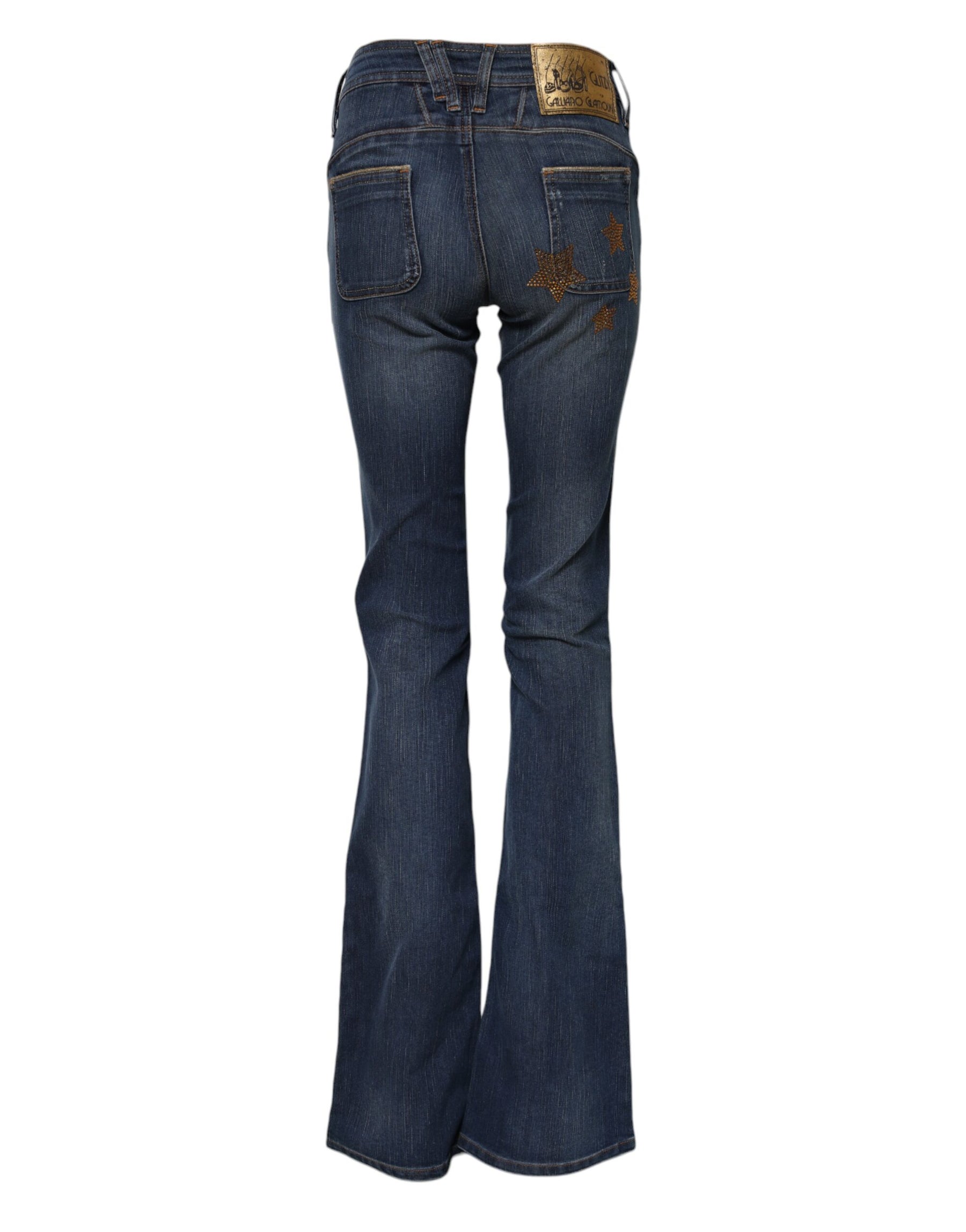 John Galliano Blue Cotton Mid Waist Wide Leg Denim Jeans | Regal Royce