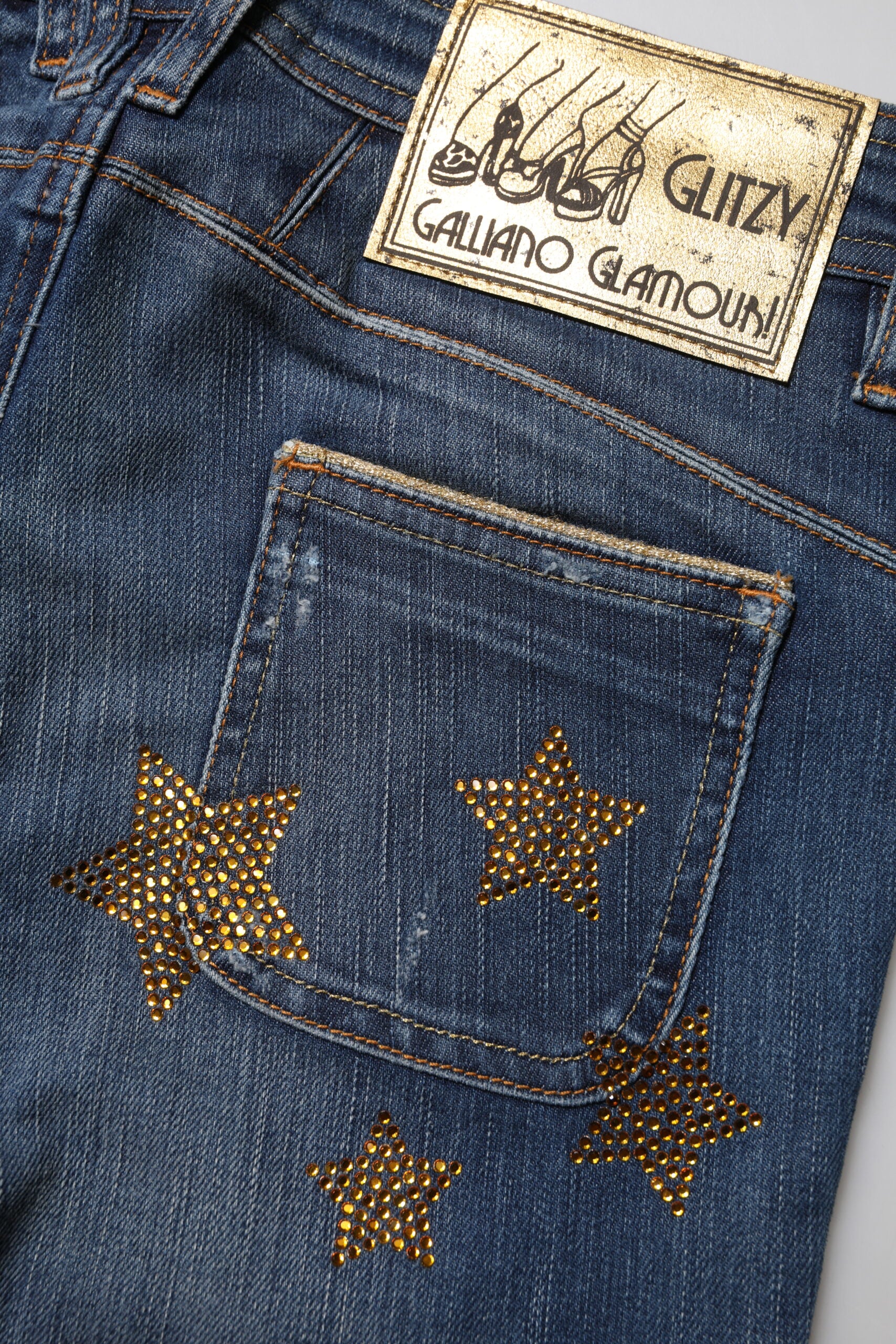 John Galliano Blue Cotton Mid Waist Wide Leg Denim Jeans | Regal Royce