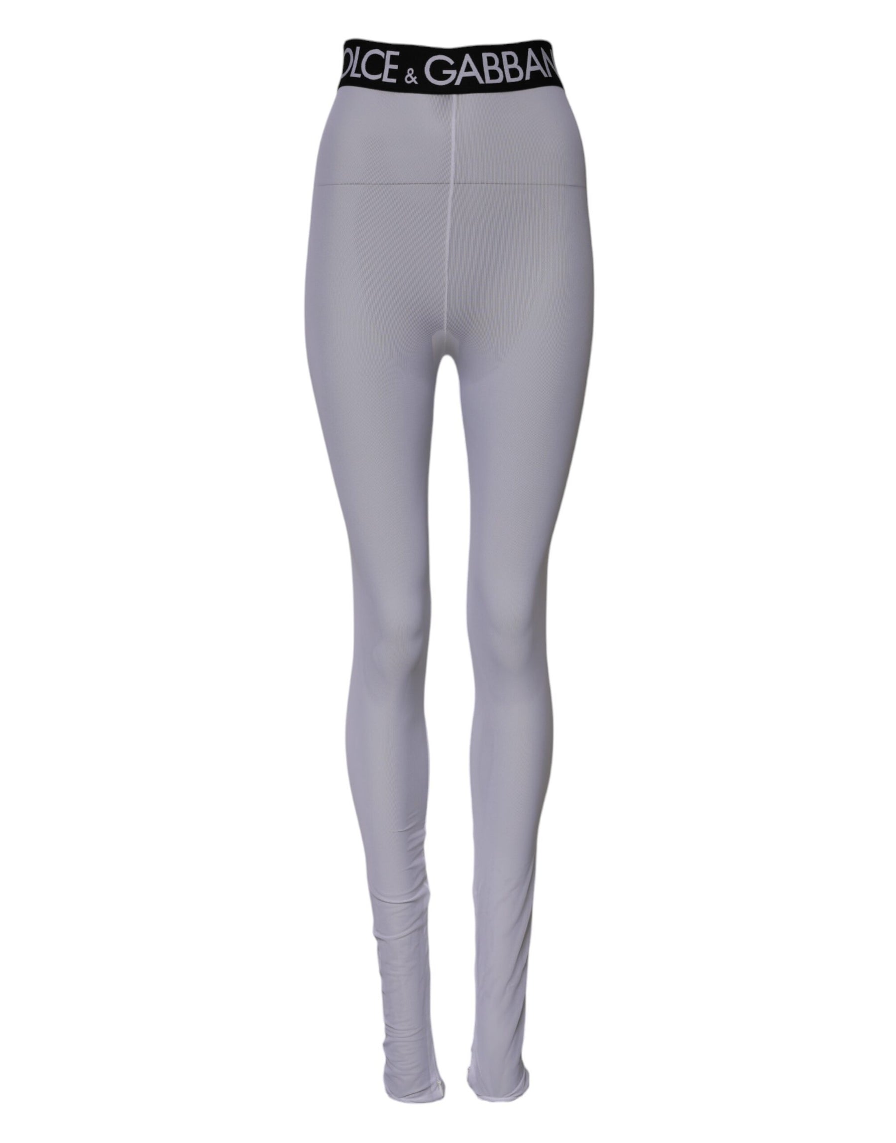 Dolce & Gabbana Gray Nylon DG Logo Mid Waisted Leggings Pants | Regal Royce