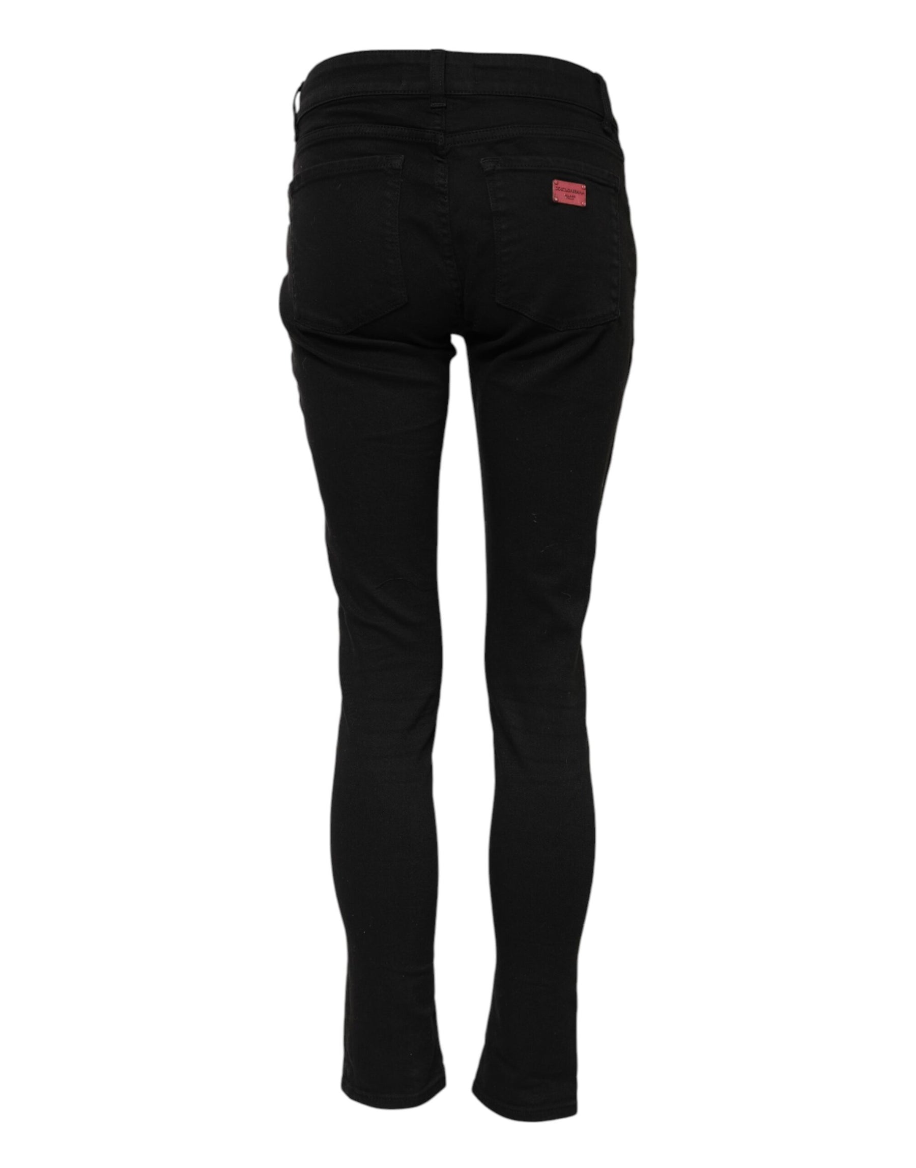 Dolce & Gabbana Black Skinny Cotton Mid Waisted Denim Jeans | Regal Royce