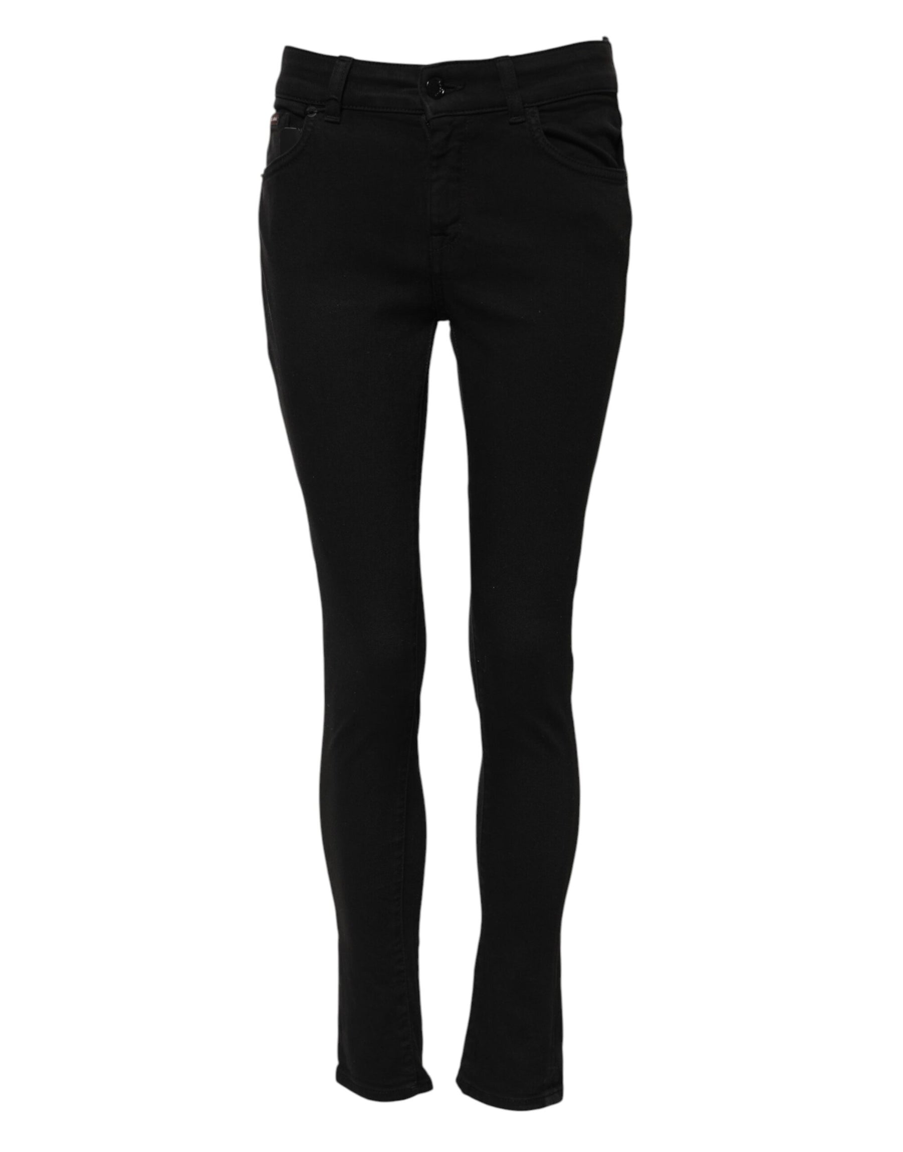 Dolce & Gabbana Black Cotton Skinny Mid Waisted Denim Jeans | Regal Royce
