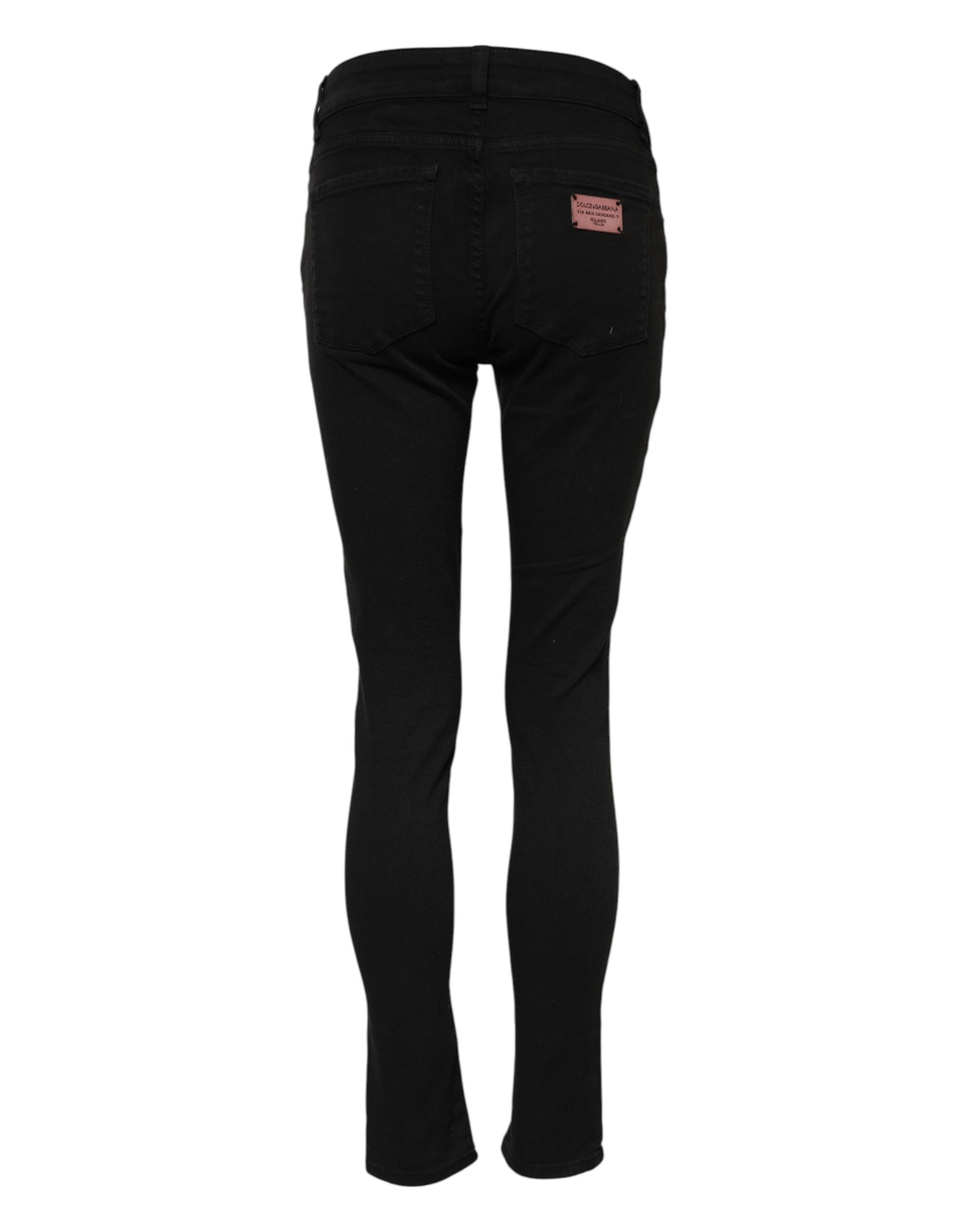 Dolce & Gabbana Black Cotton Skinny Mid Waisted Denim Jeans | Regal Royce