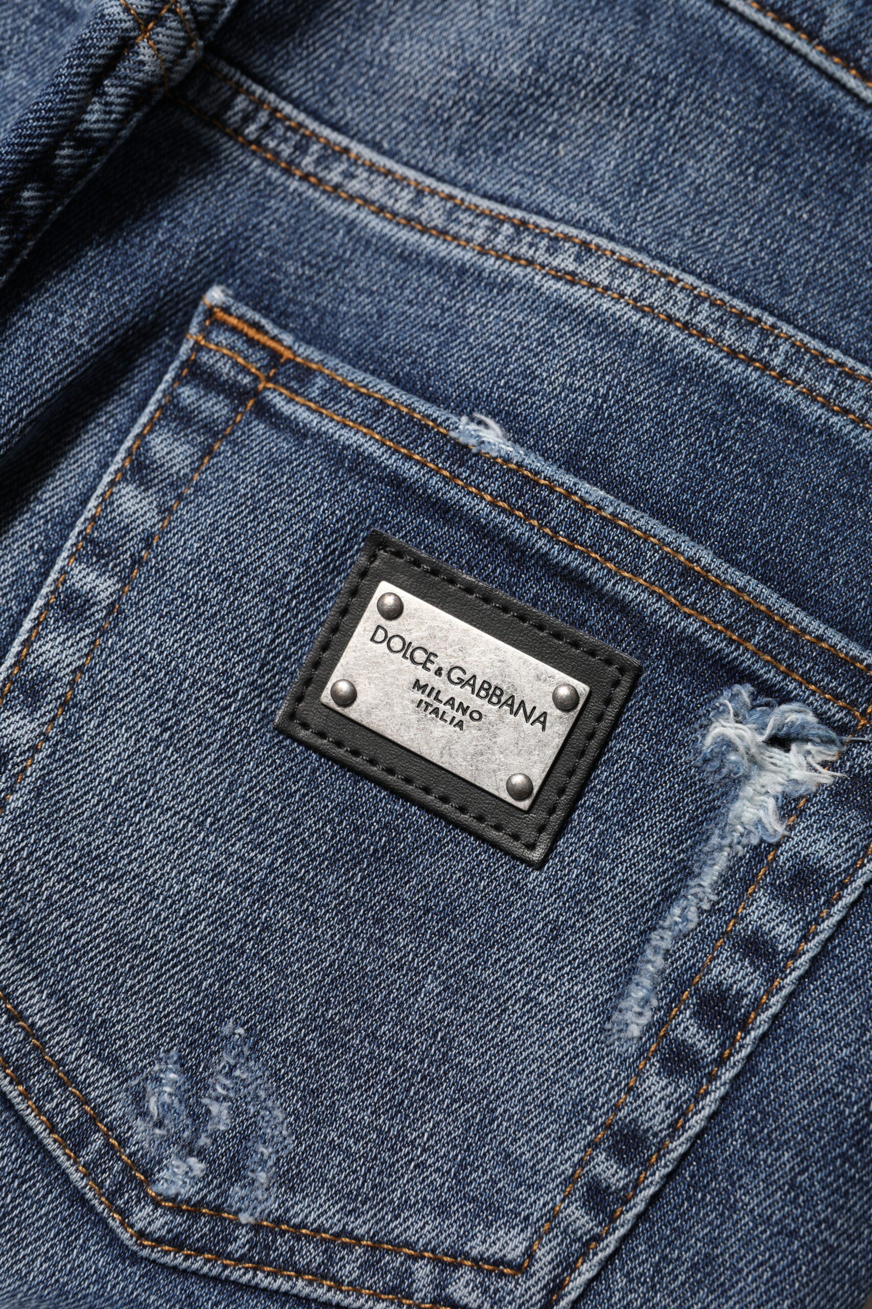 Dolce & Gabbana Blue Washed Cotton High Waisted Denim Jeans | Regal Royce