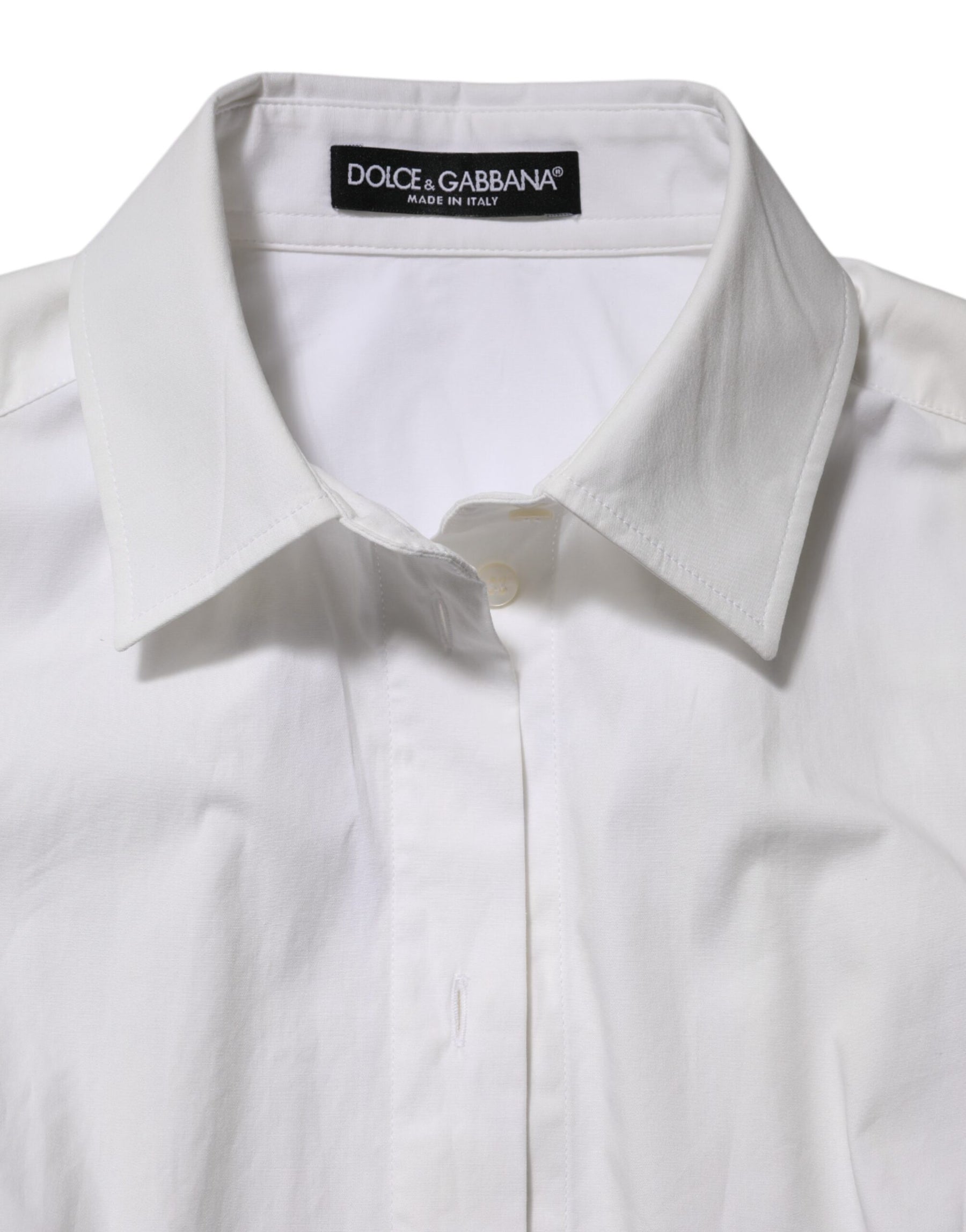 Dolce & Gabbana White Cotton Collared Long Sleeves Top Shirt | Regal Royce