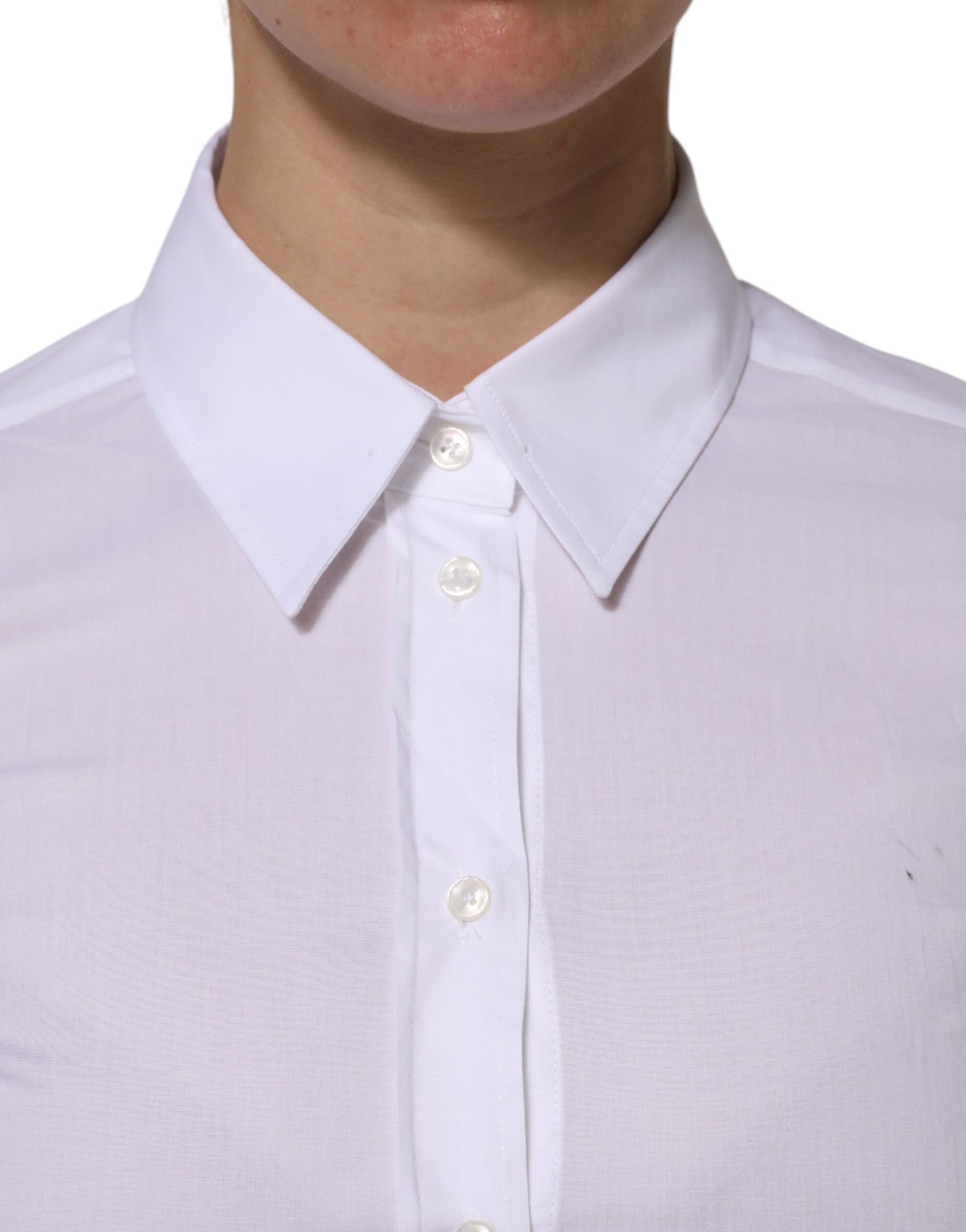 Dolce & Gabbana White Cotton Collared Long Sleeves Top Shirt | Regal Royce