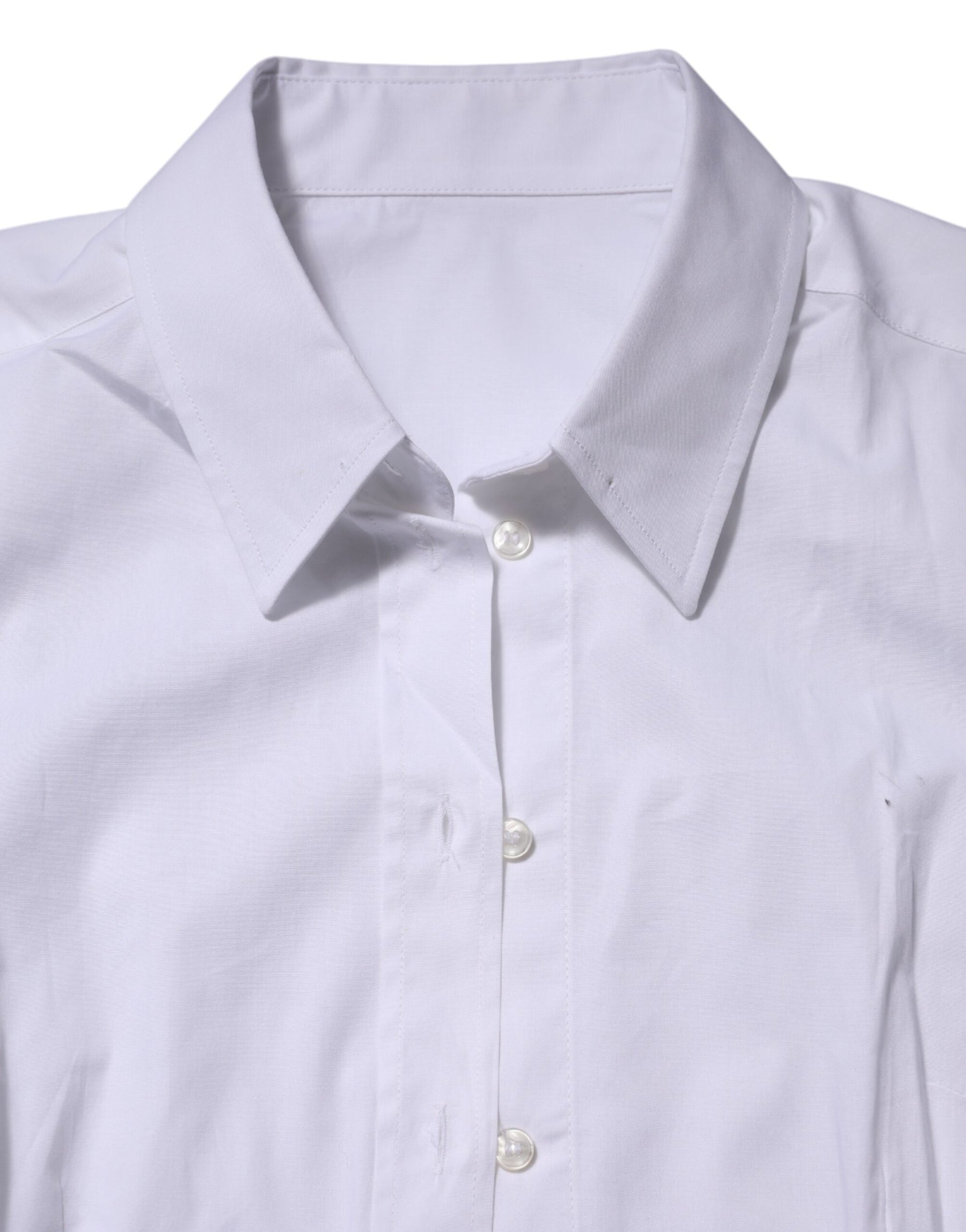 Dolce & Gabbana White Cotton Collared Long Sleeves Top Shirt | Regal Royce