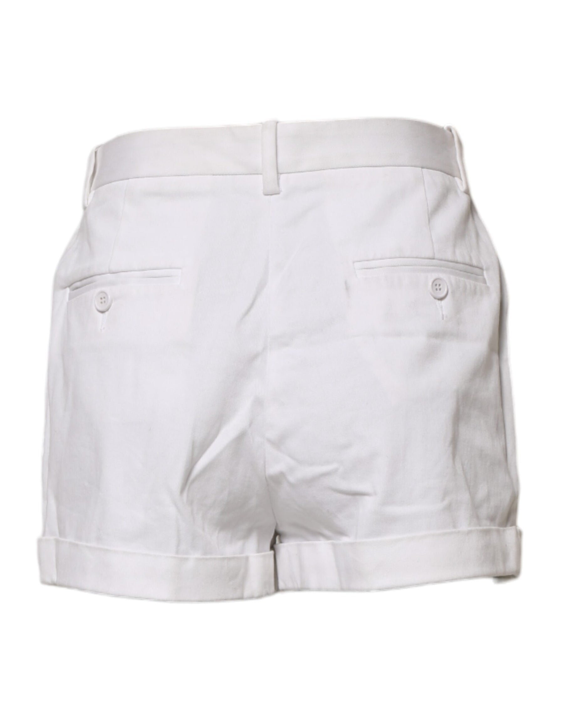 Dolce & Gabbana White Cotton Mid Waist Women Bermuda Shorts | Regal Royce