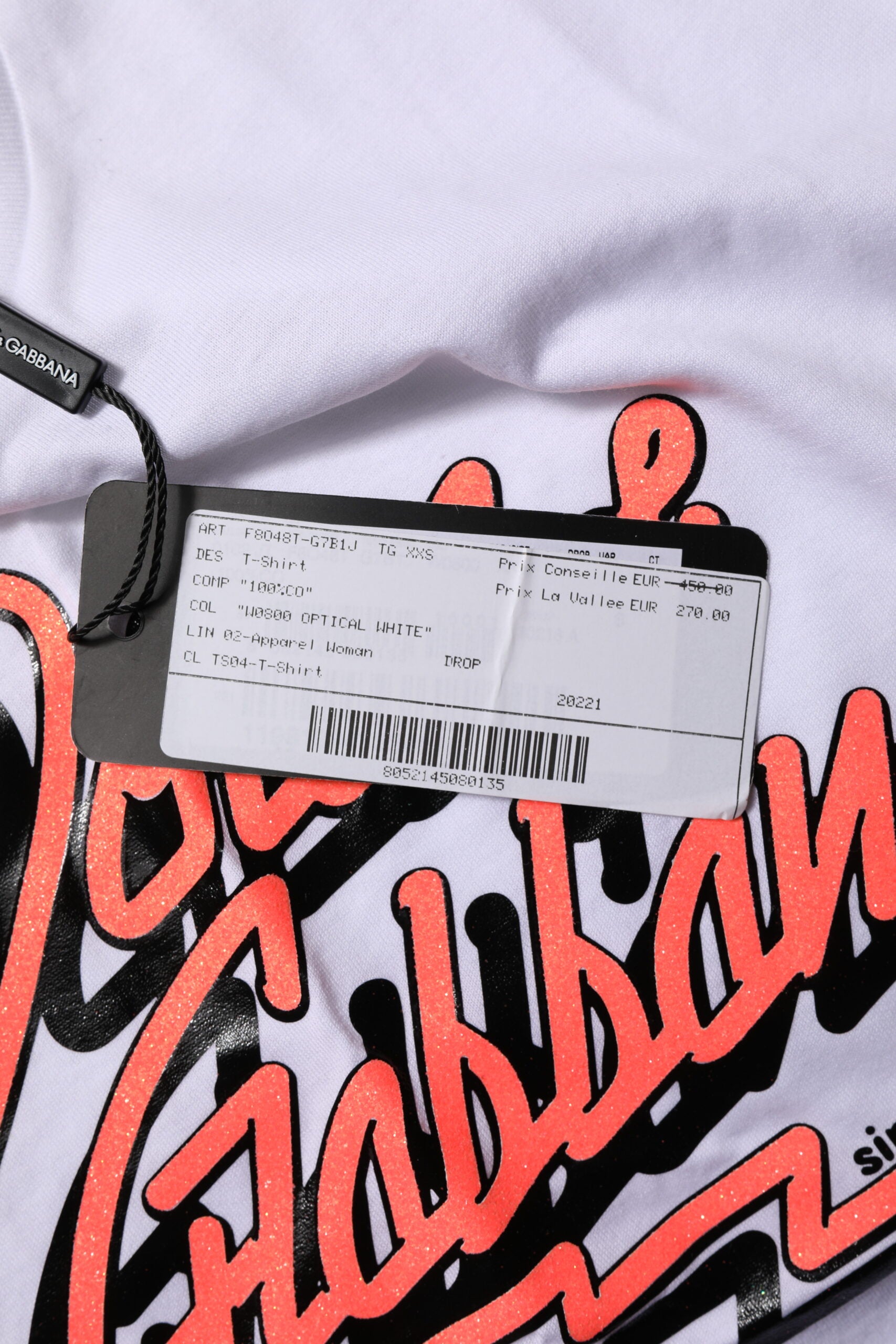 Dolce & Gabbana White Cotton Graphic Print Crew Neck T-shirt | Regal Royce