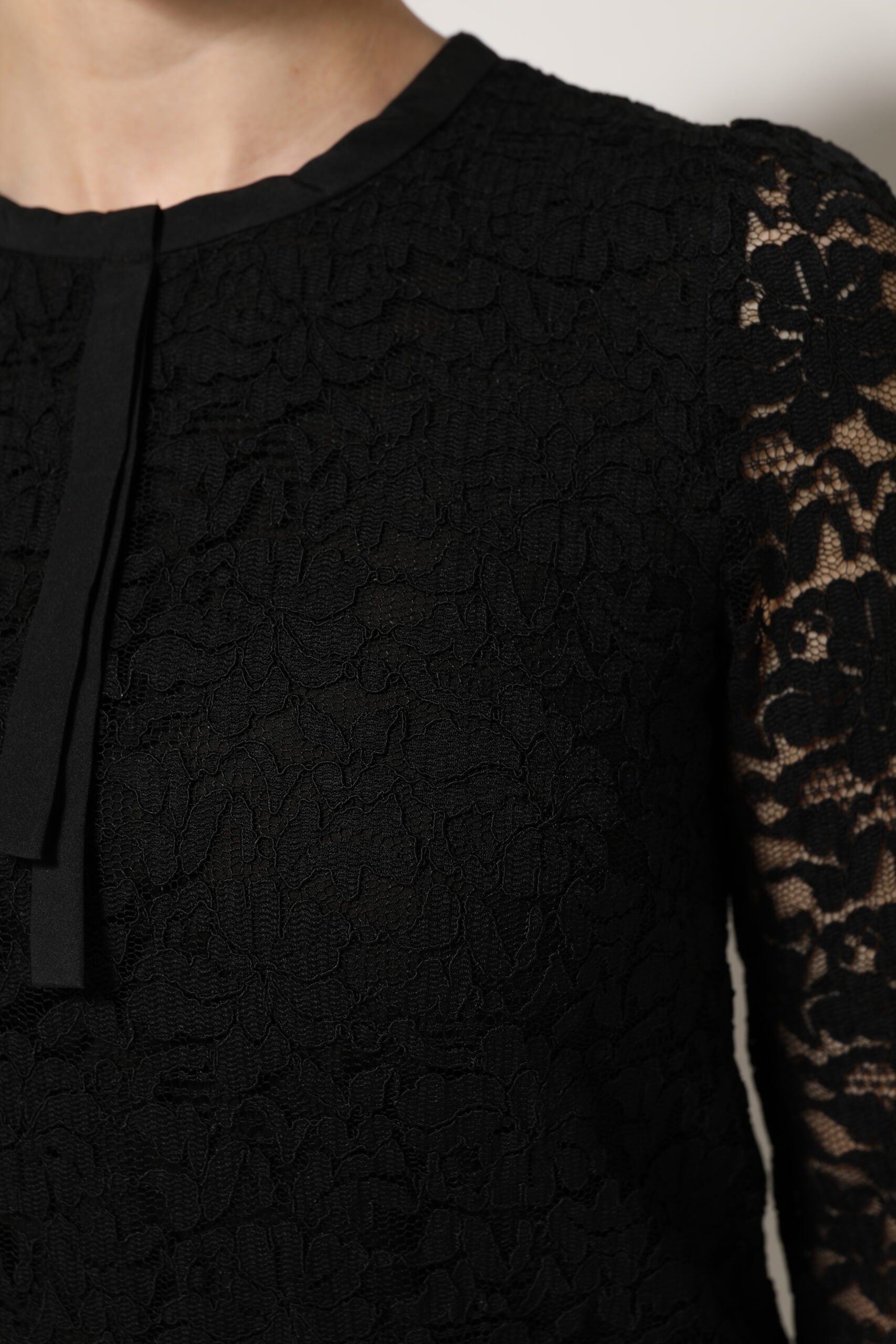 Dolce & Gabbana Black Nylon Lace Long Sleeve Blouse Top | Regal Royce