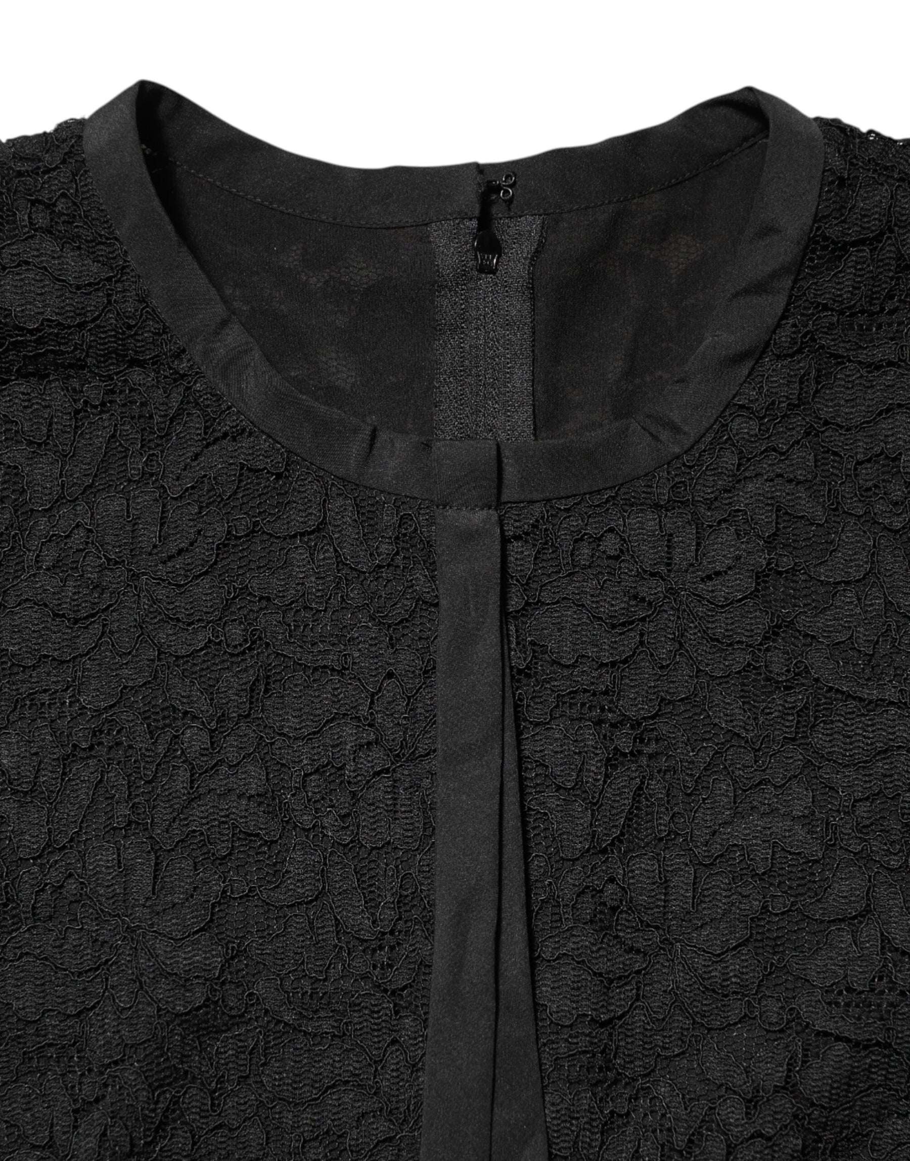Dolce & Gabbana Black Nylon Lace Long Sleeve Blouse Top | Regal Royce