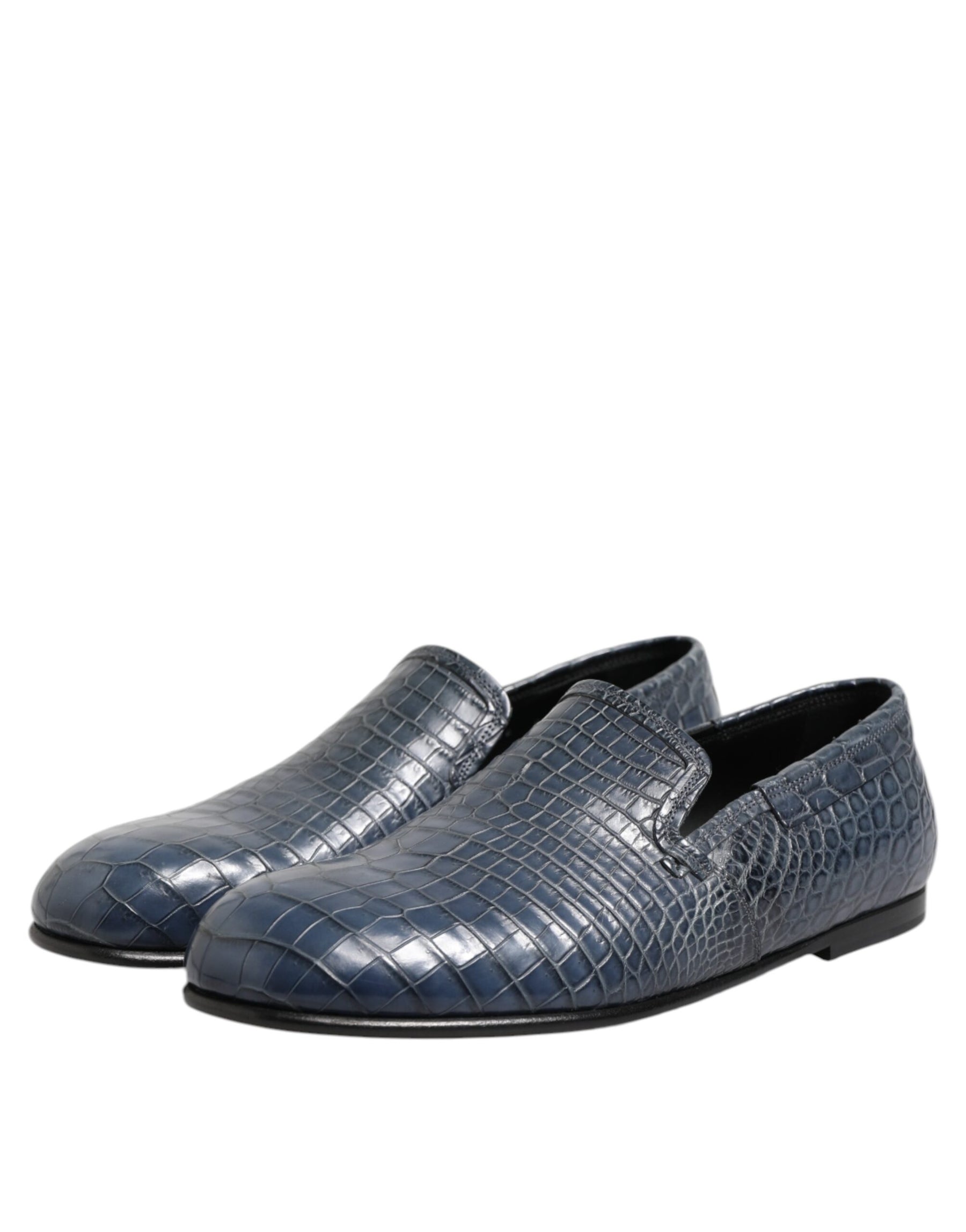 Dolce & Gabbana Blue Exotic Leather Slip On Loafers Men Dress Shoes | Regal Royce