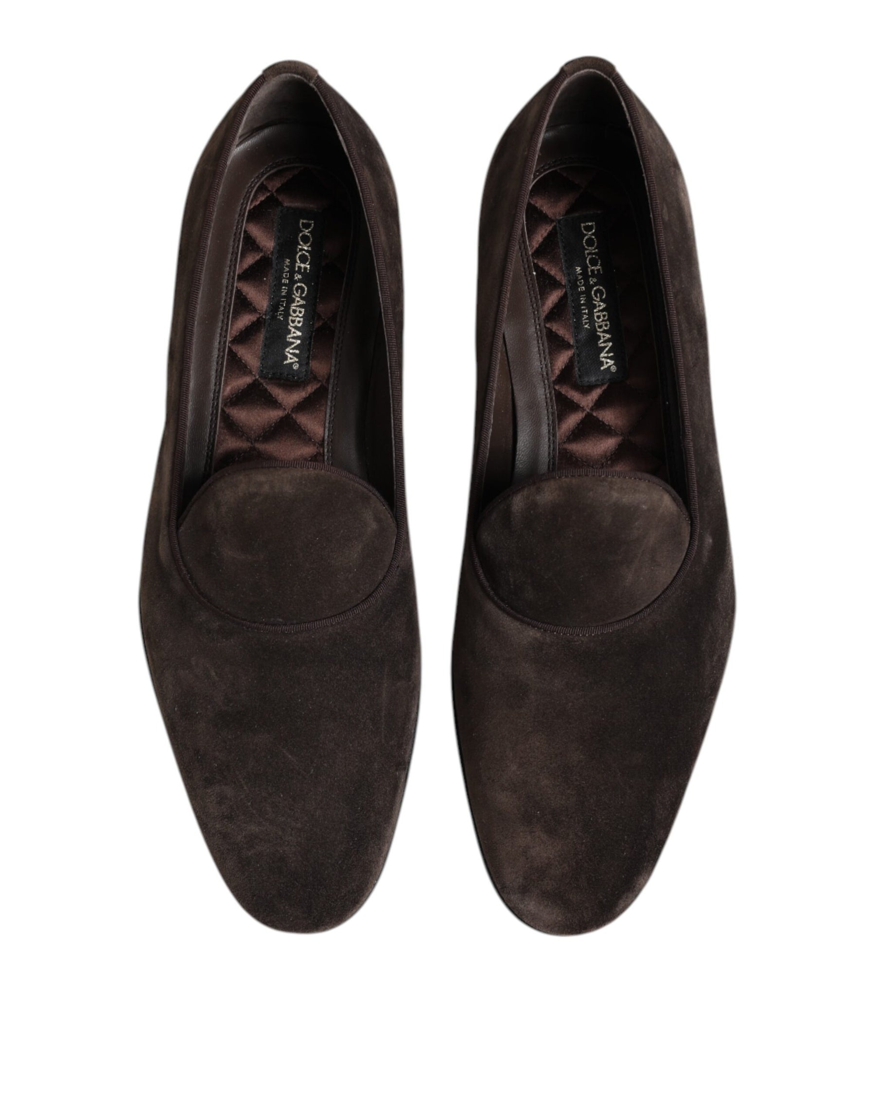 Dolce & Gabbana Brown Velvet Leather Slip On Loafers Shoes | Regal Royce