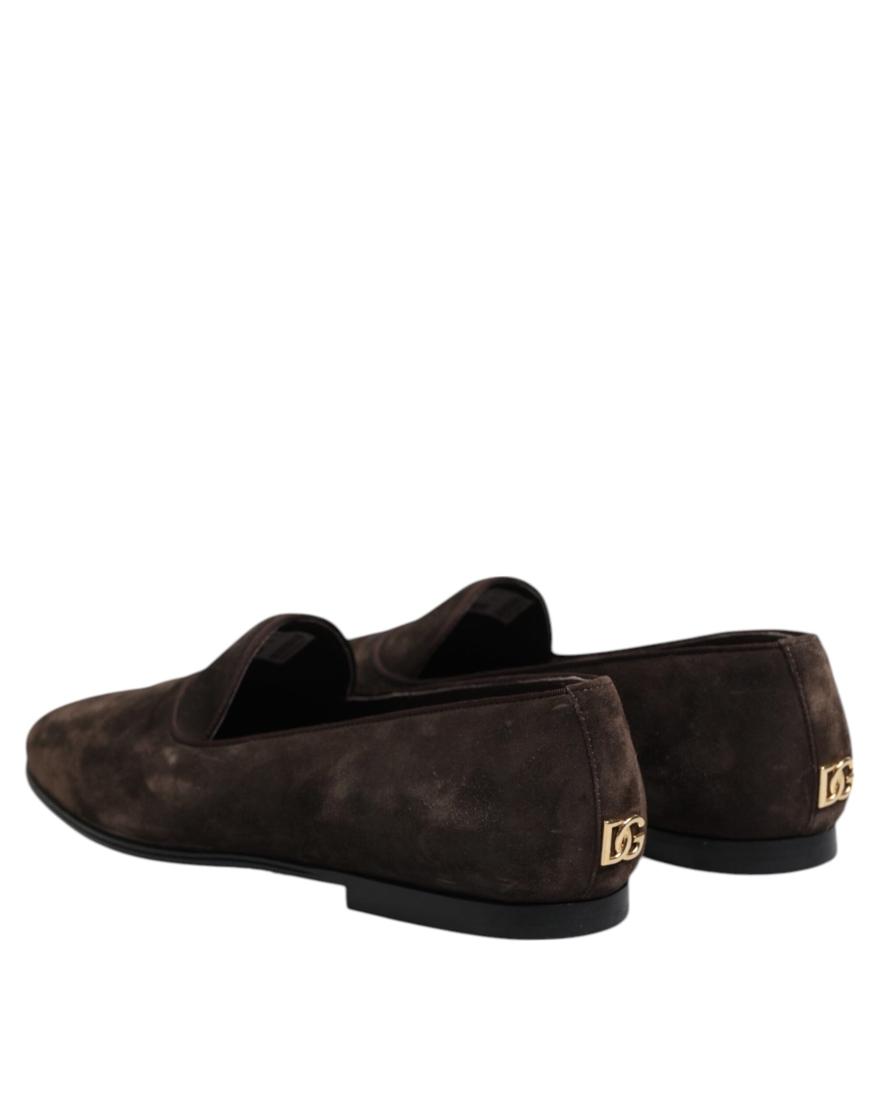 Dolce & Gabbana Brown Velvet Leather Slip On Loafers Shoes | Regal Royce
