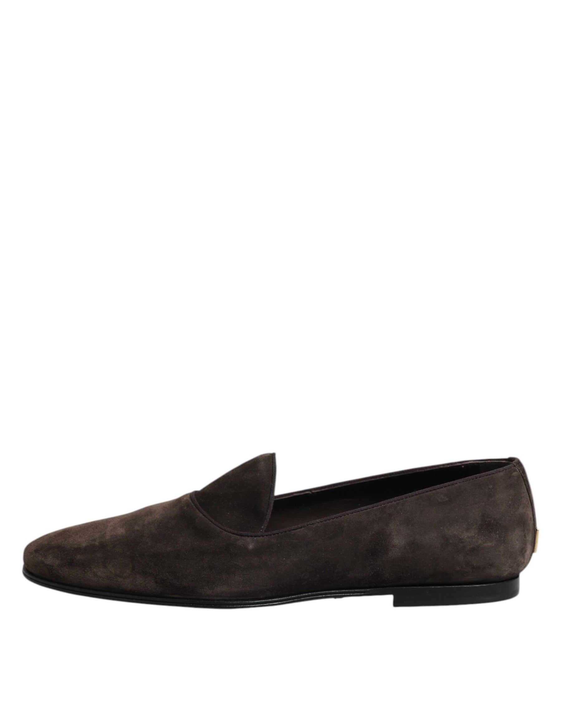 Dolce & Gabbana Brown Velvet Leather Slip On Loafers Shoes | Regal Royce