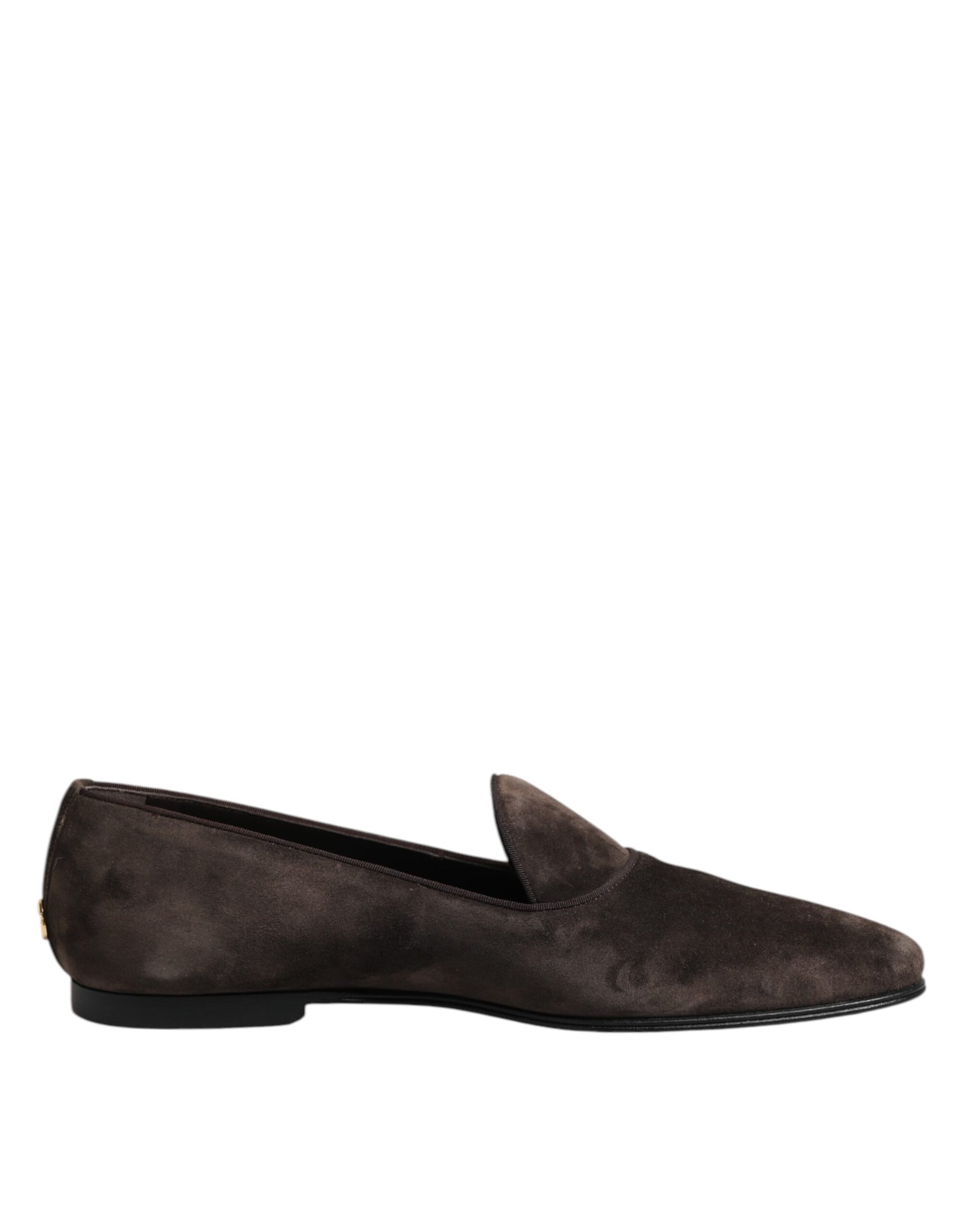 Dolce & Gabbana Brown Velvet Leather Slip On Loafers Shoes | Regal Royce