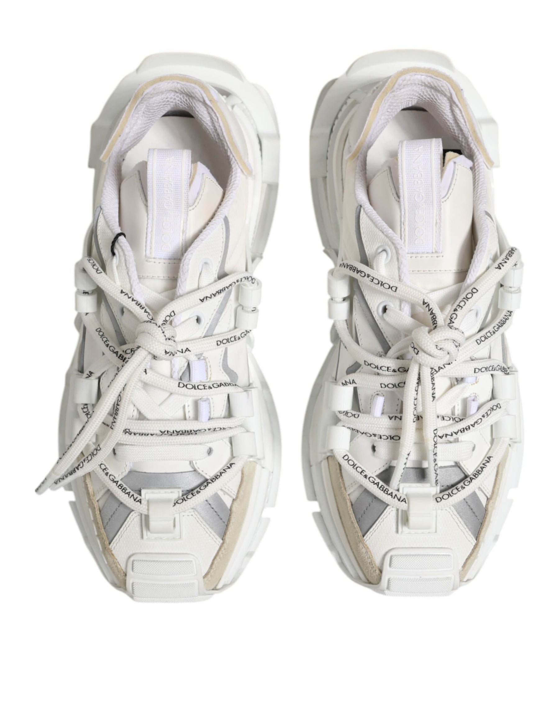 Dolce & Gabbana White Gray Low Top Space Sneakers Shoes | Regal Royce