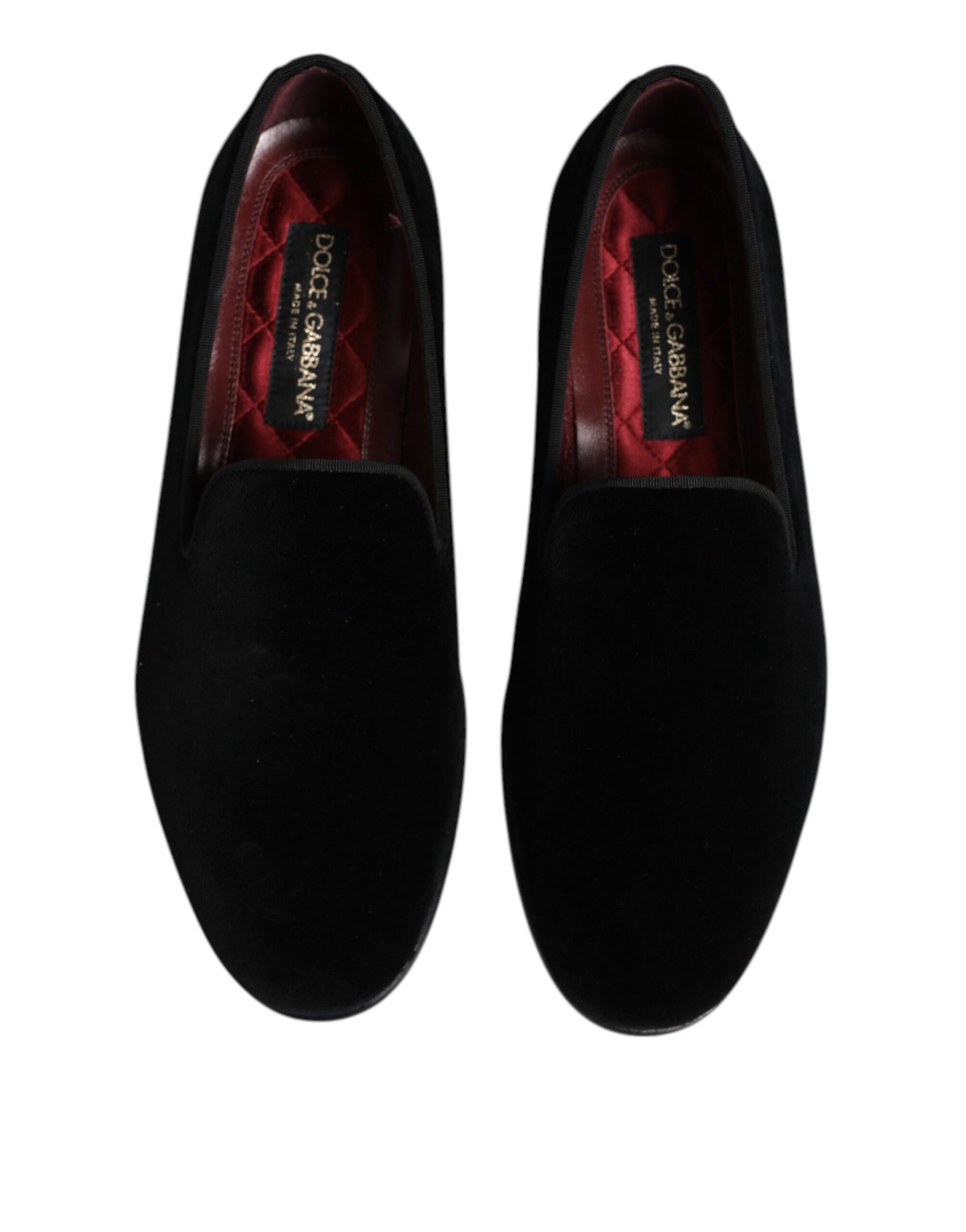 Dolce & Gabbana Black Velvet Slip On Loafers Formal Shoes | Regal Royce