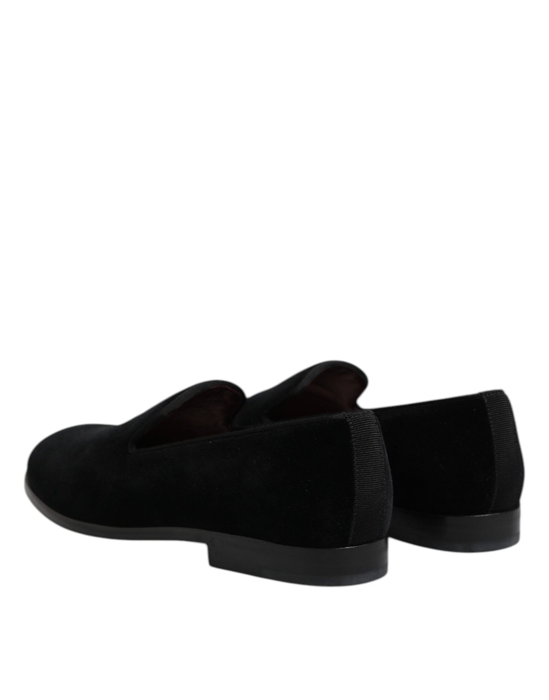 Dolce & Gabbana Black Velvet Slip On Loafers Formal Shoes | Regal Royce