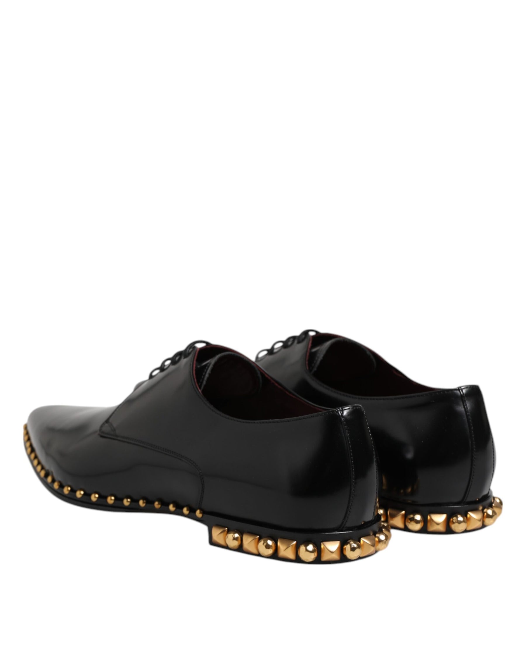 Dolce & Gabbana Black Leather Studded Derby Men Dress Shoes | Regal Royce