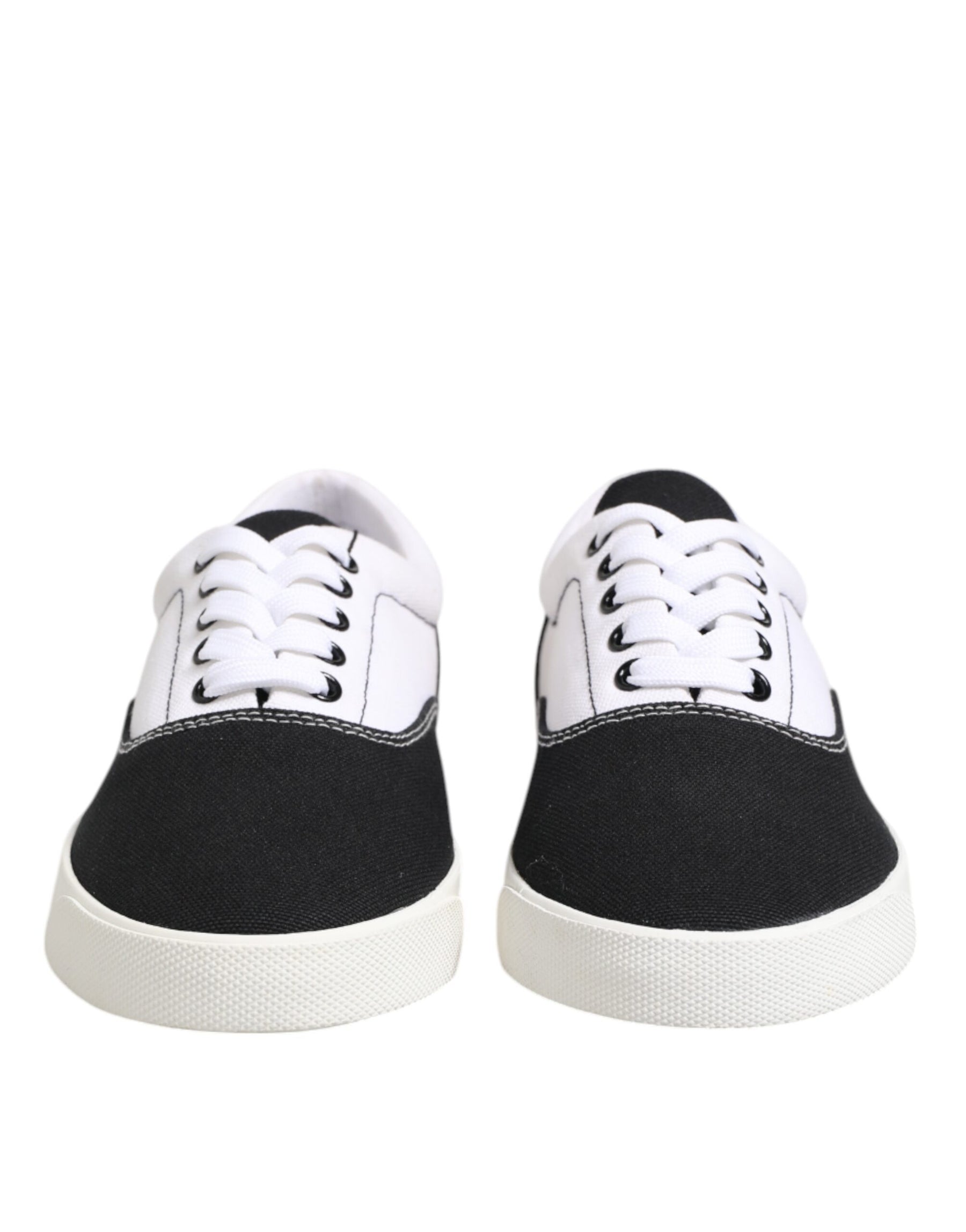 Dolce & Gabbana Black Cotton Canvas Lace Up Men Sneakers Shoes | Regal Royce