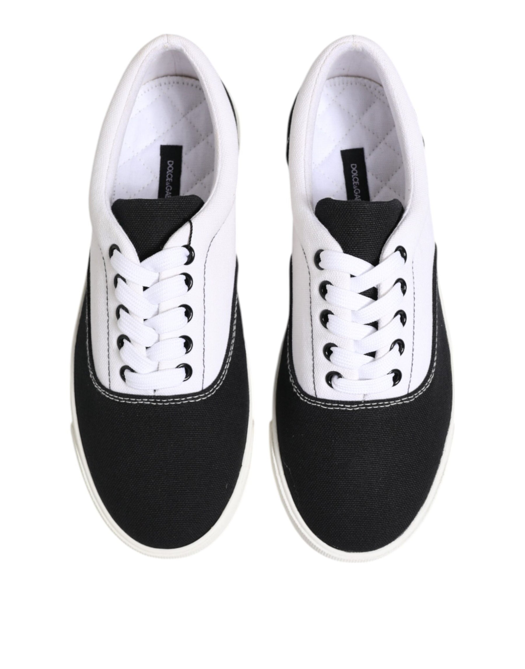 Dolce & Gabbana Black Cotton Canvas Lace Up Men Sneakers Shoes | Regal Royce