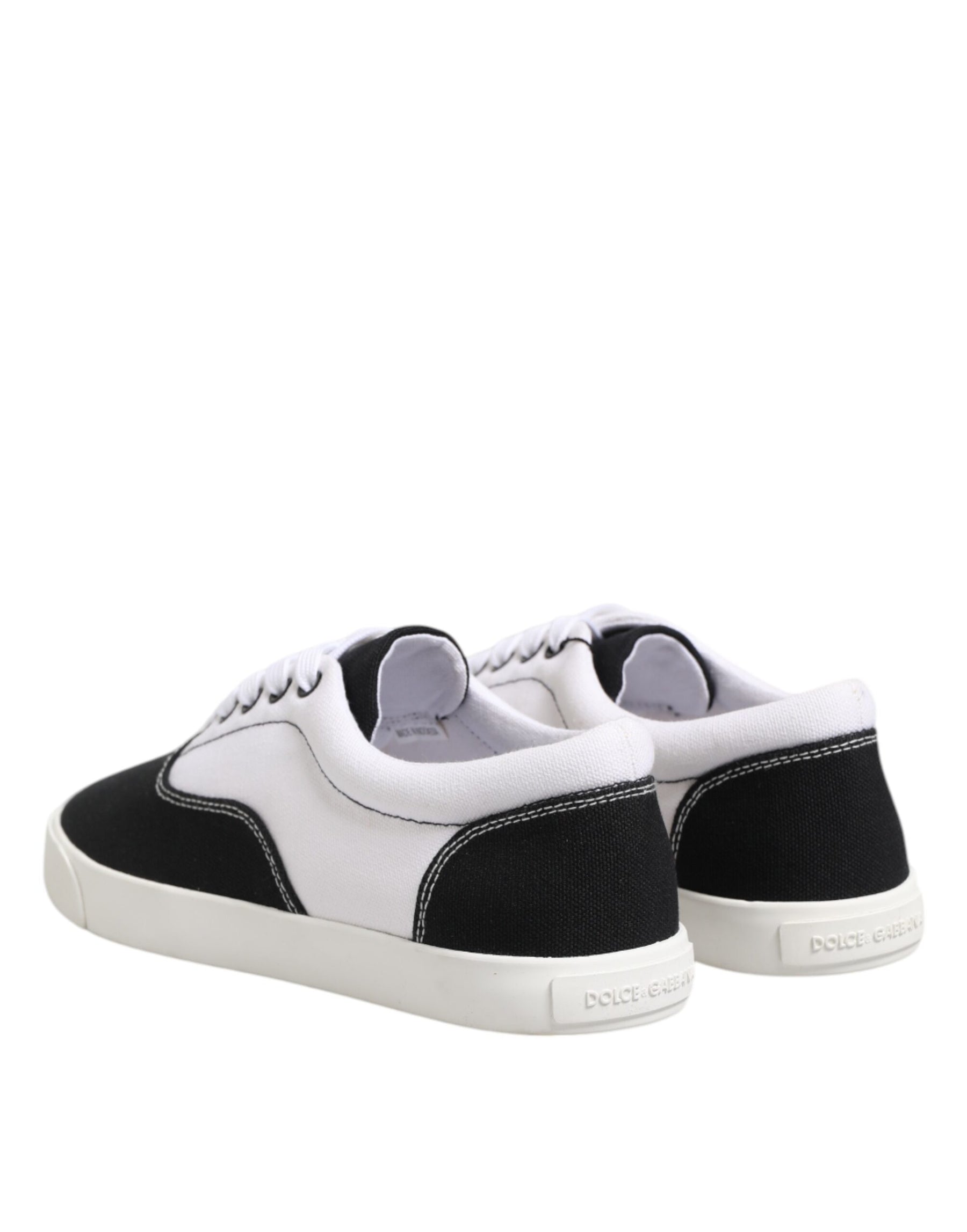 Dolce & Gabbana Black Cotton Canvas Lace Up Men Sneakers Shoes | Regal Royce