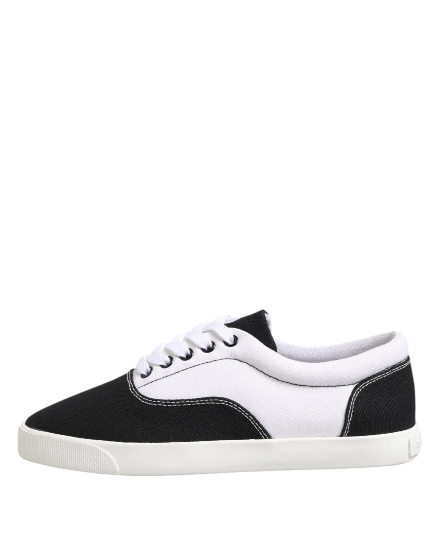 Dolce & Gabbana Black Cotton Canvas Lace Up Men Sneakers Shoes | Regal Royce