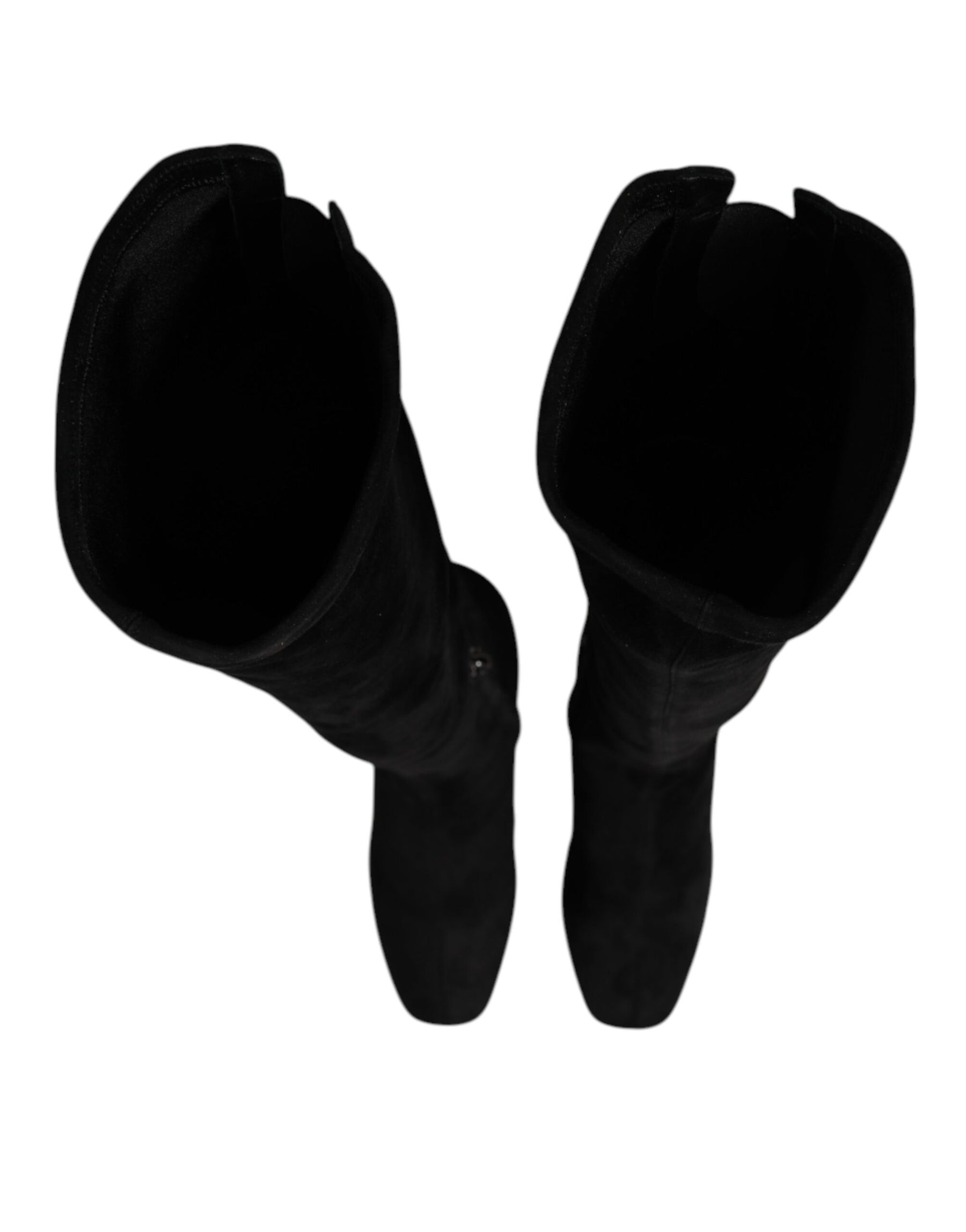 Dolce & Gabbana Black Suede Leather Knee High Boots Shoes | Regal Royce