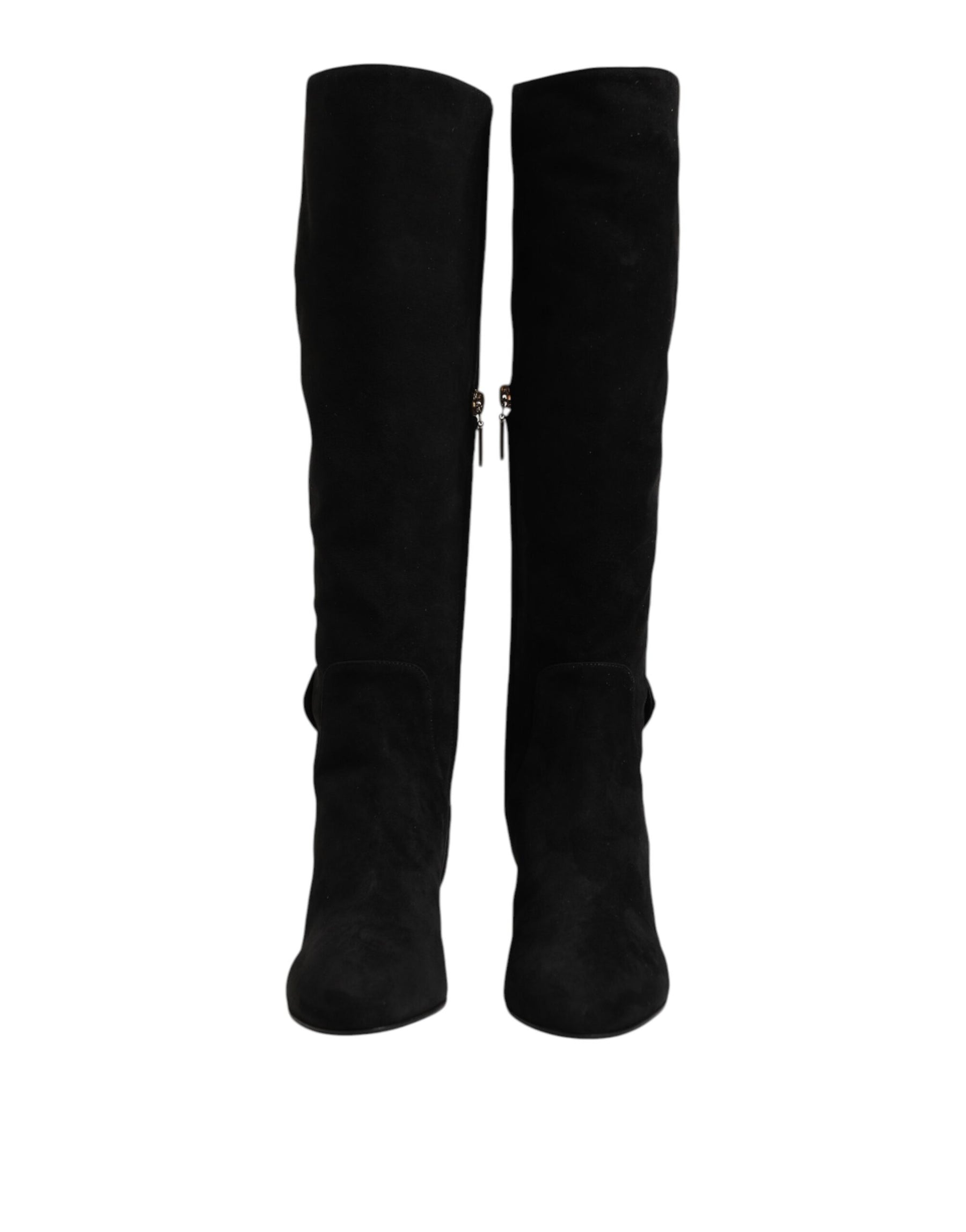 Dolce & Gabbana Black Suede Leather Knee High Boots Shoes | Regal Royce