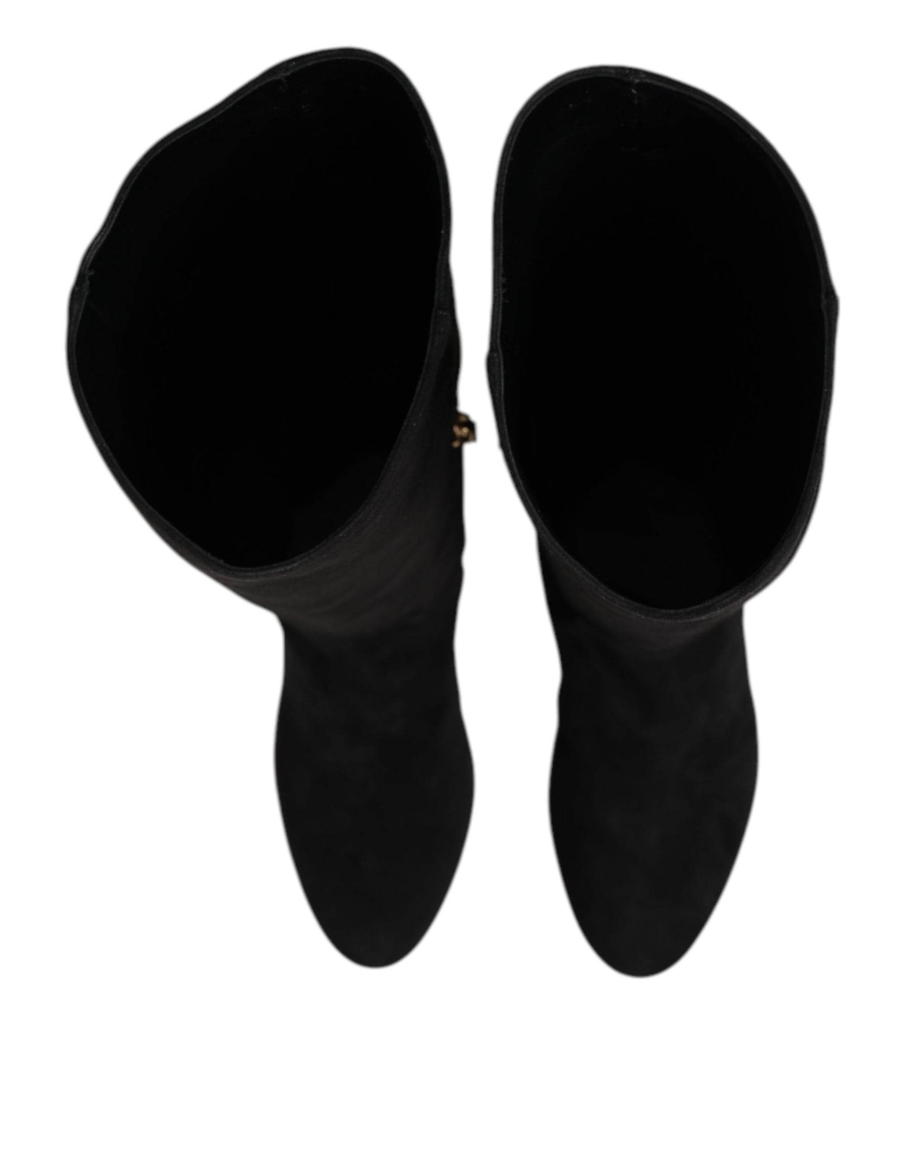 Dolce & Gabbana Black Suede Leather Knee High Boots Shoes | Regal Royce