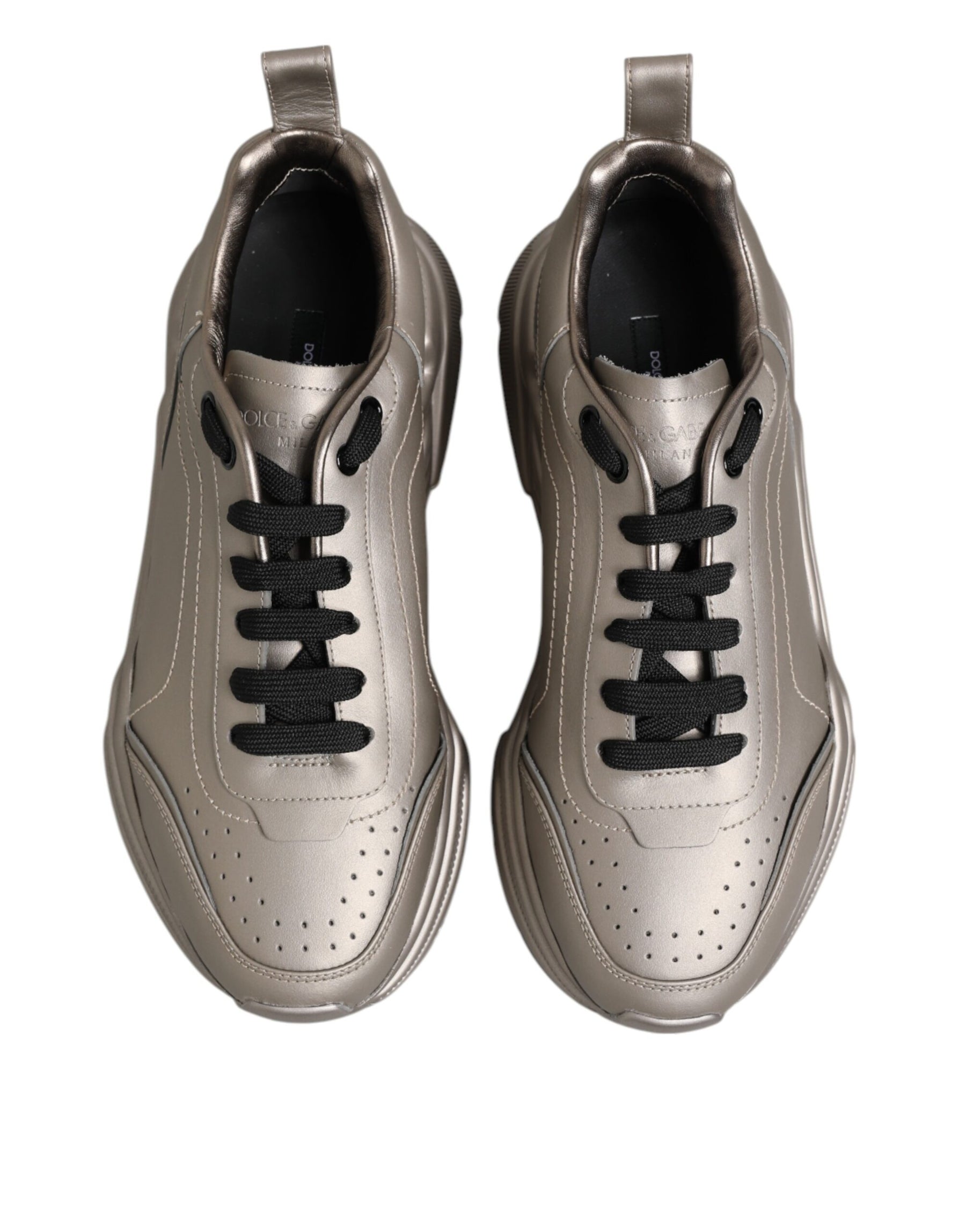 Dolce & Gabbana Silver DAYMASTER Leather Men Sneakers Shoes | Regal Royce