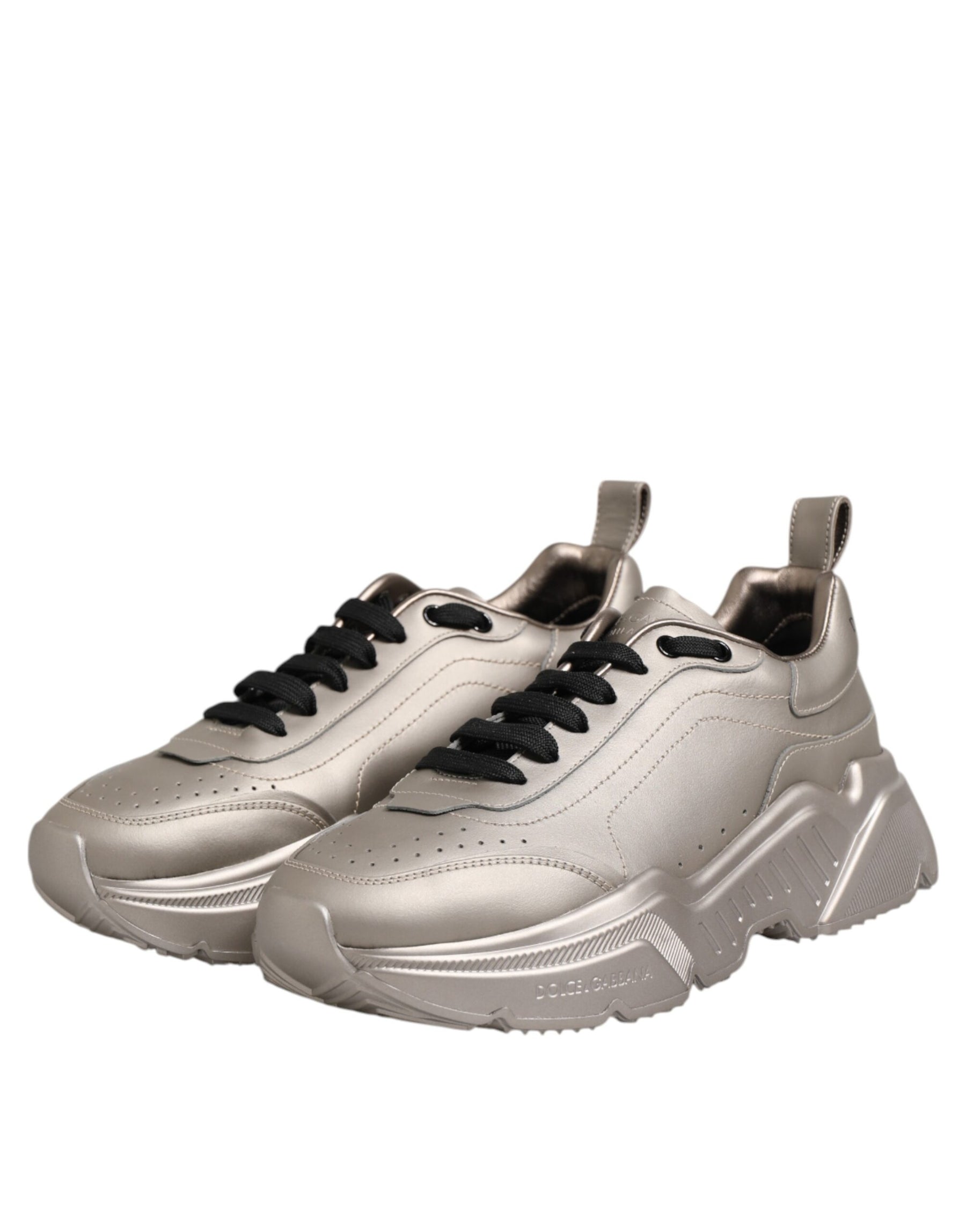 Dolce & Gabbana Silver DAYMASTER Leather Men Sneakers Shoes | Regal Royce