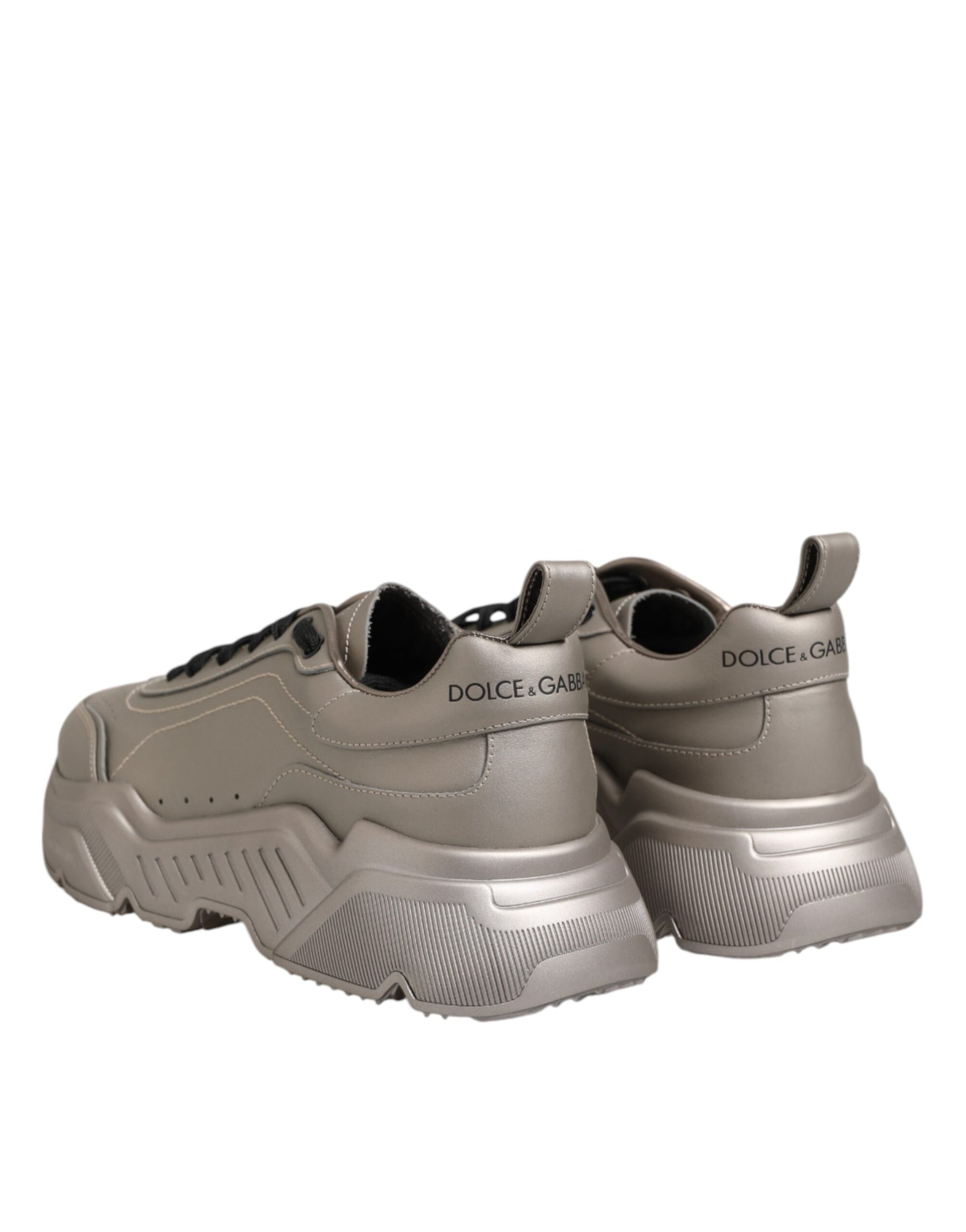 Dolce & Gabbana Silver DAYMASTER Leather Men Sneakers Shoes | Regal Royce