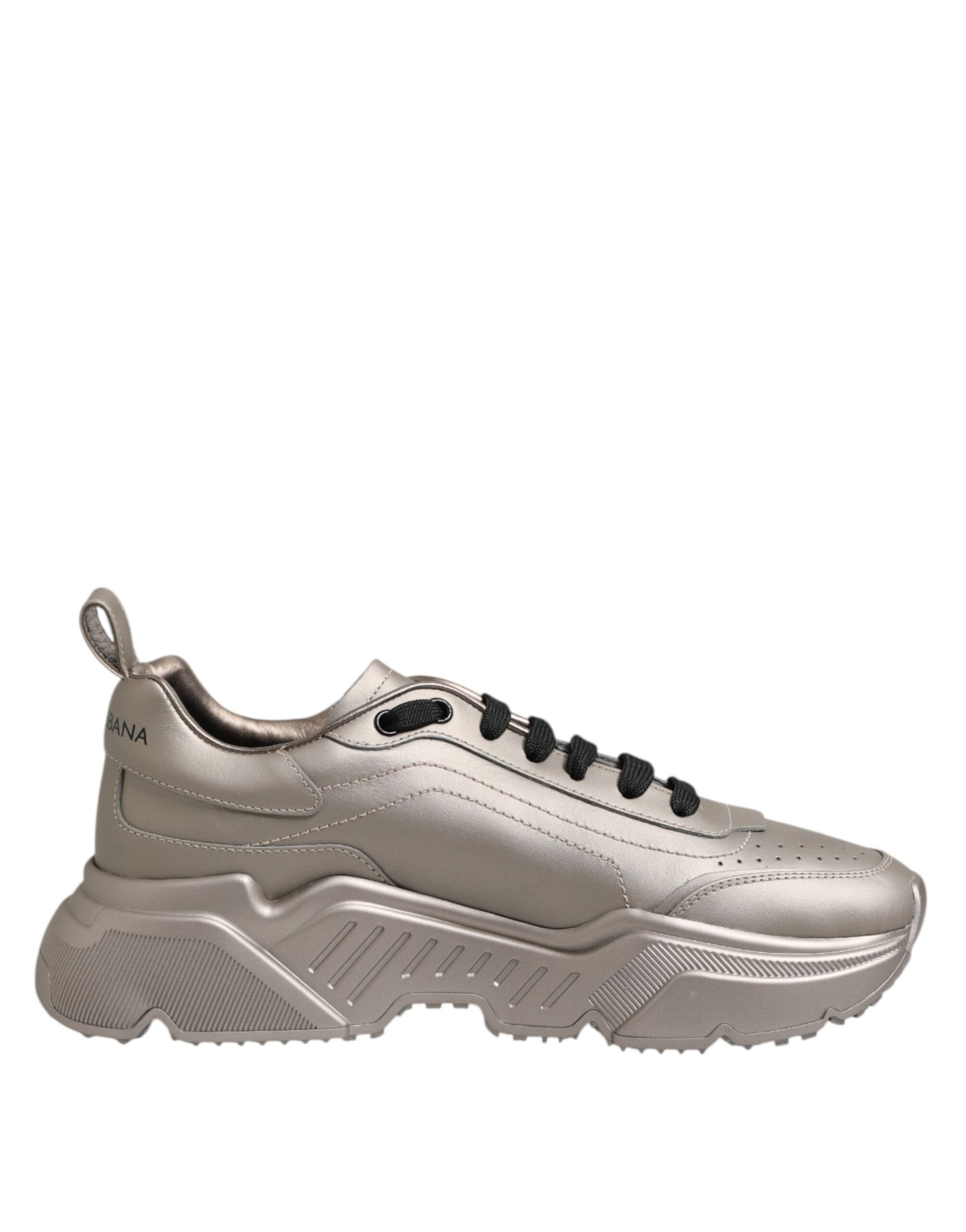 Dolce & Gabbana Silver DAYMASTER Leather Men Sneakers Shoes | Regal Royce