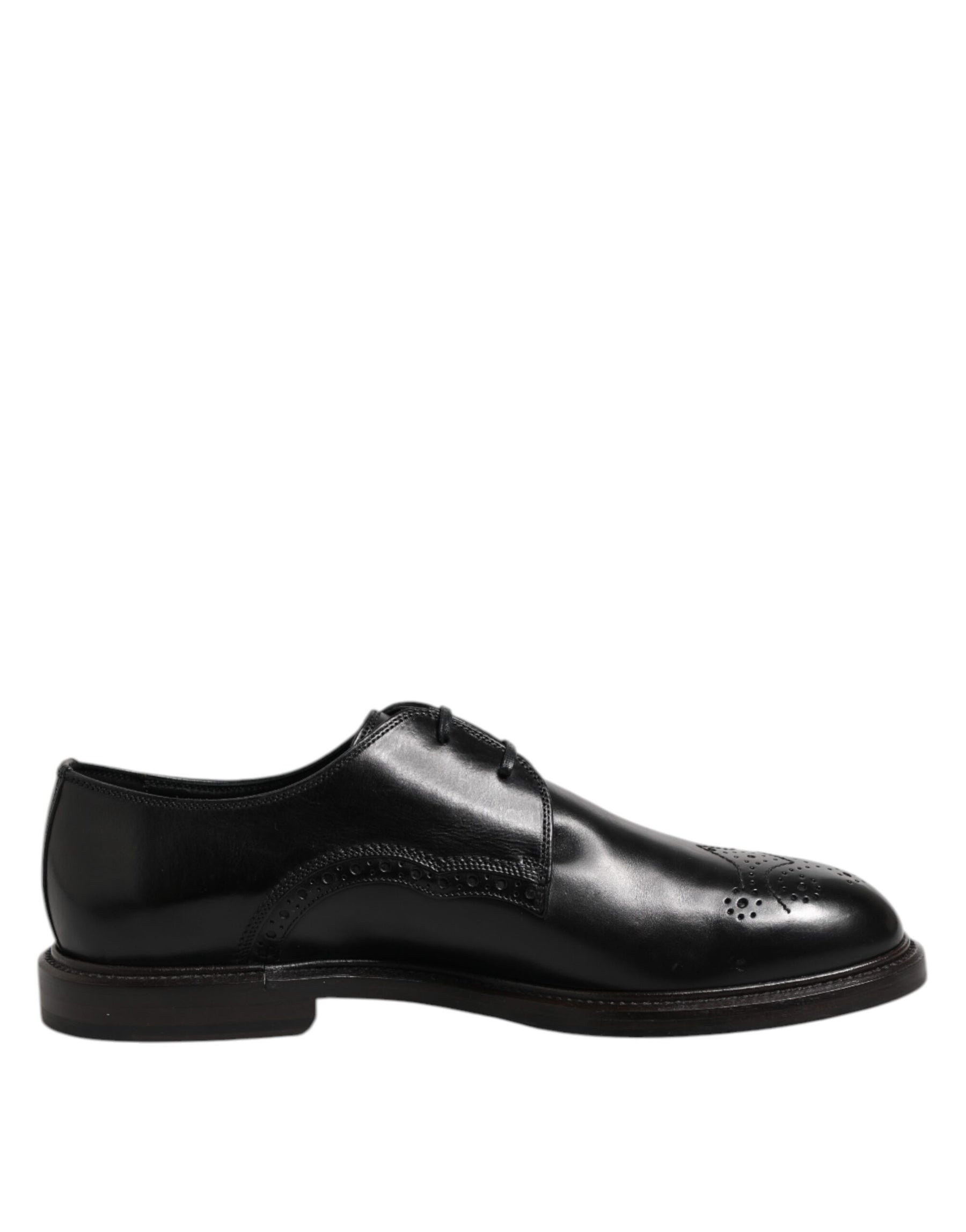 Dolce & Gabbana Black Leather Derby Wingtip Formal Shoes | Regal Royce