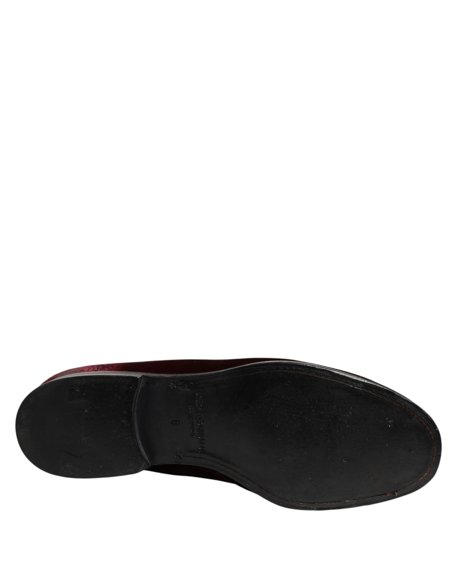 Dolce & Gabbana Red Velvet Men Slip On Loafers Dress Shoes | Regal Royce